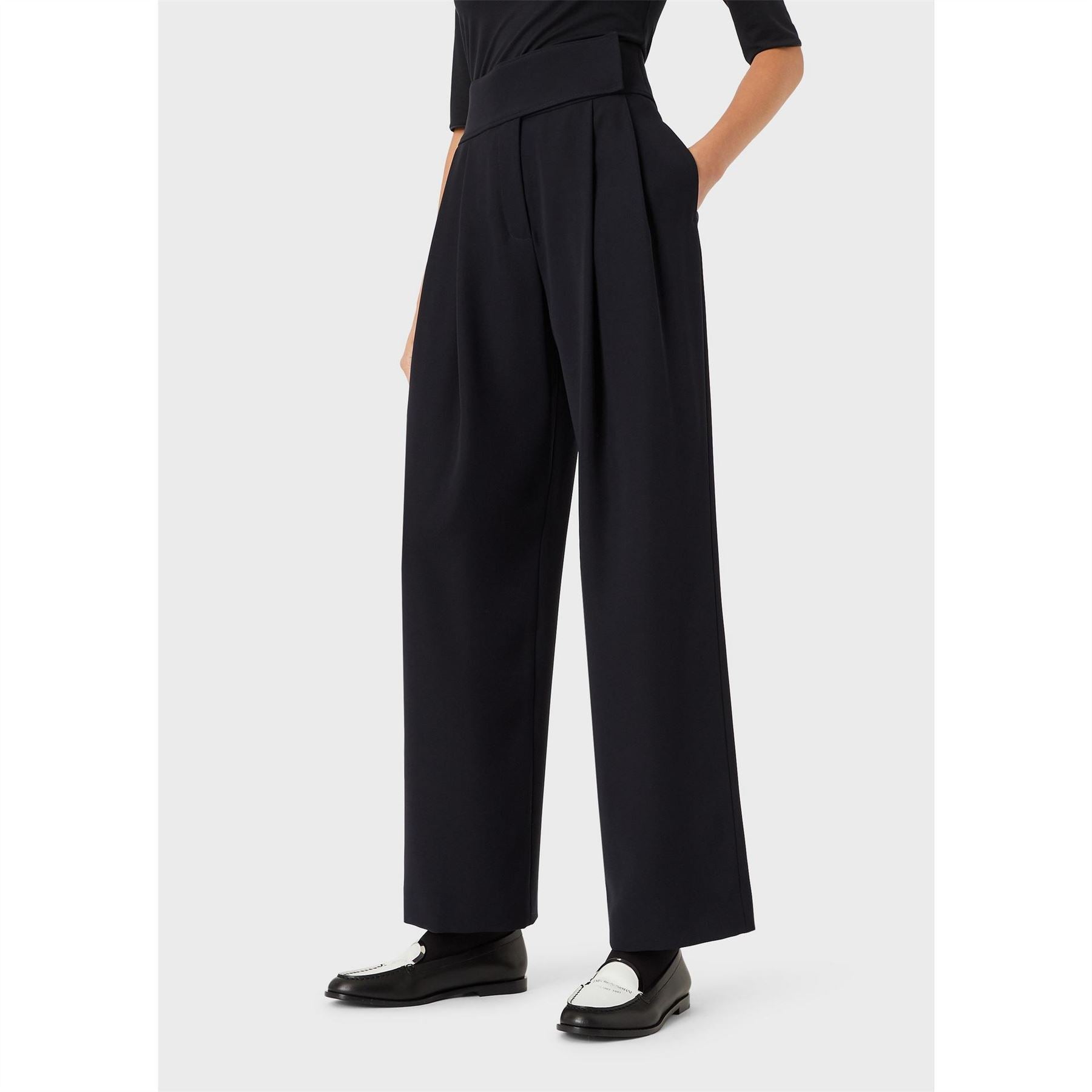 Emporio Armani More Self Love Slogan Wide Leg Trousers
