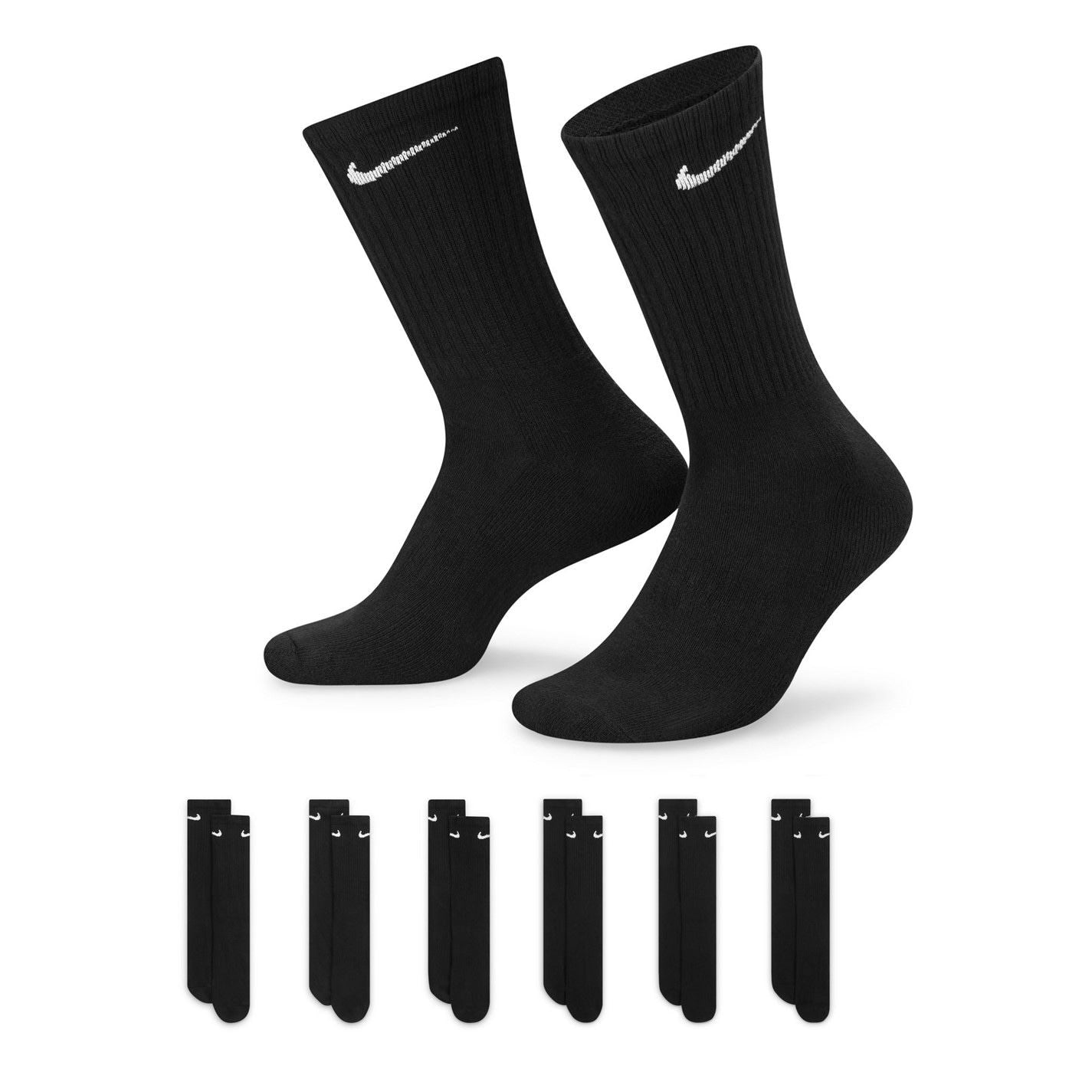 Nike 6 Pack Everyday Cushioned Training Crew Socks Mens