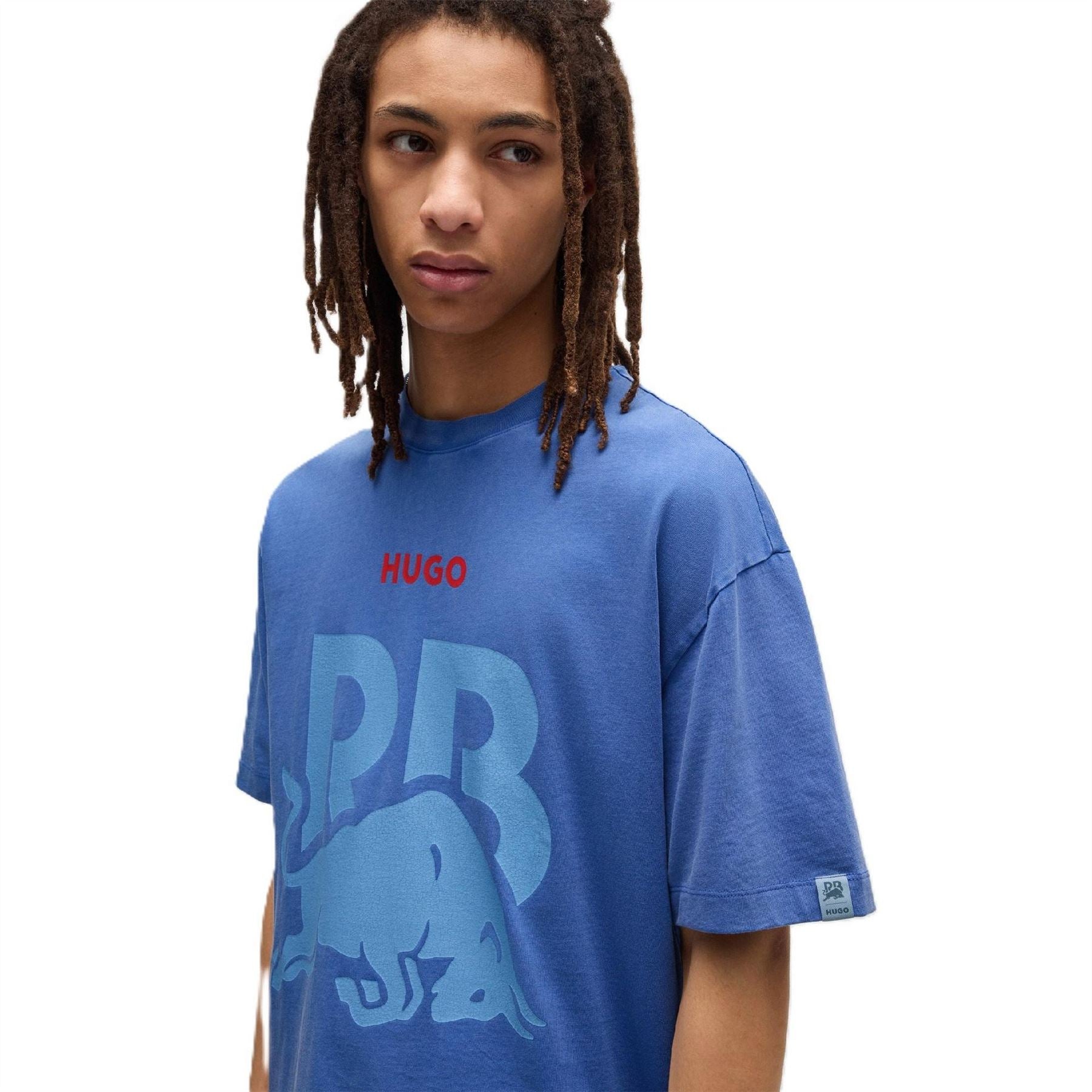 Hugo Graphic Crew Neck Ribbed Collar Oversize T-Shirt