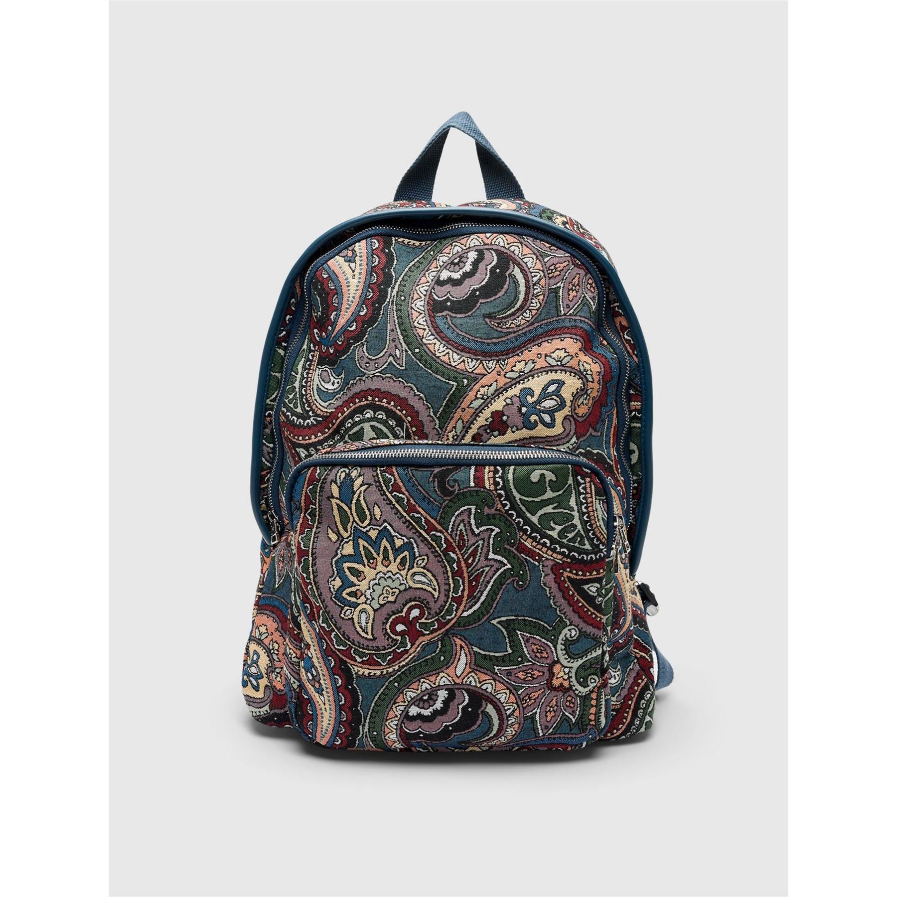 Pretty Green Paisley Patterned Rectangle Rucksack