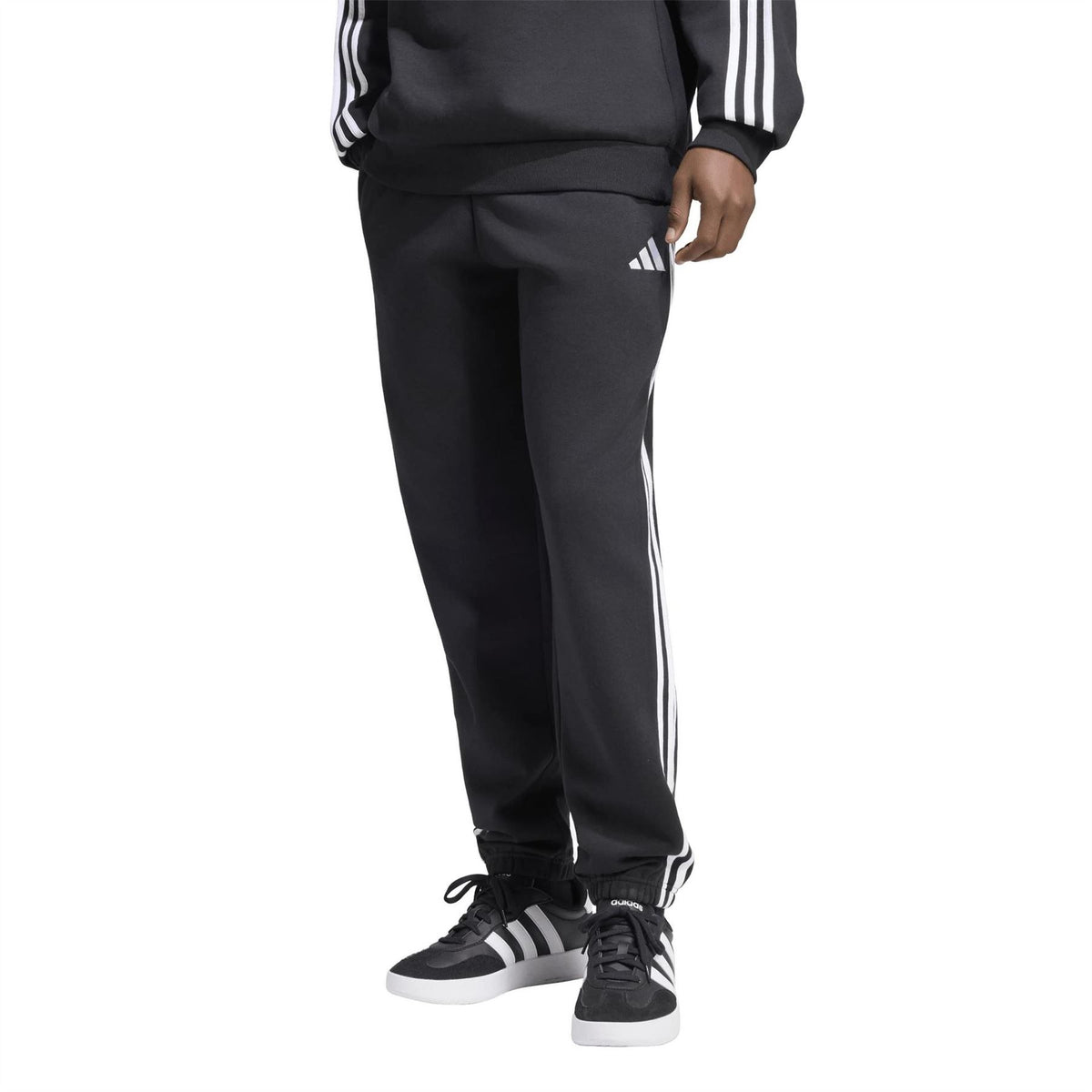 adidas Fleece Tapered Cuff 3 Stripes Joggers M