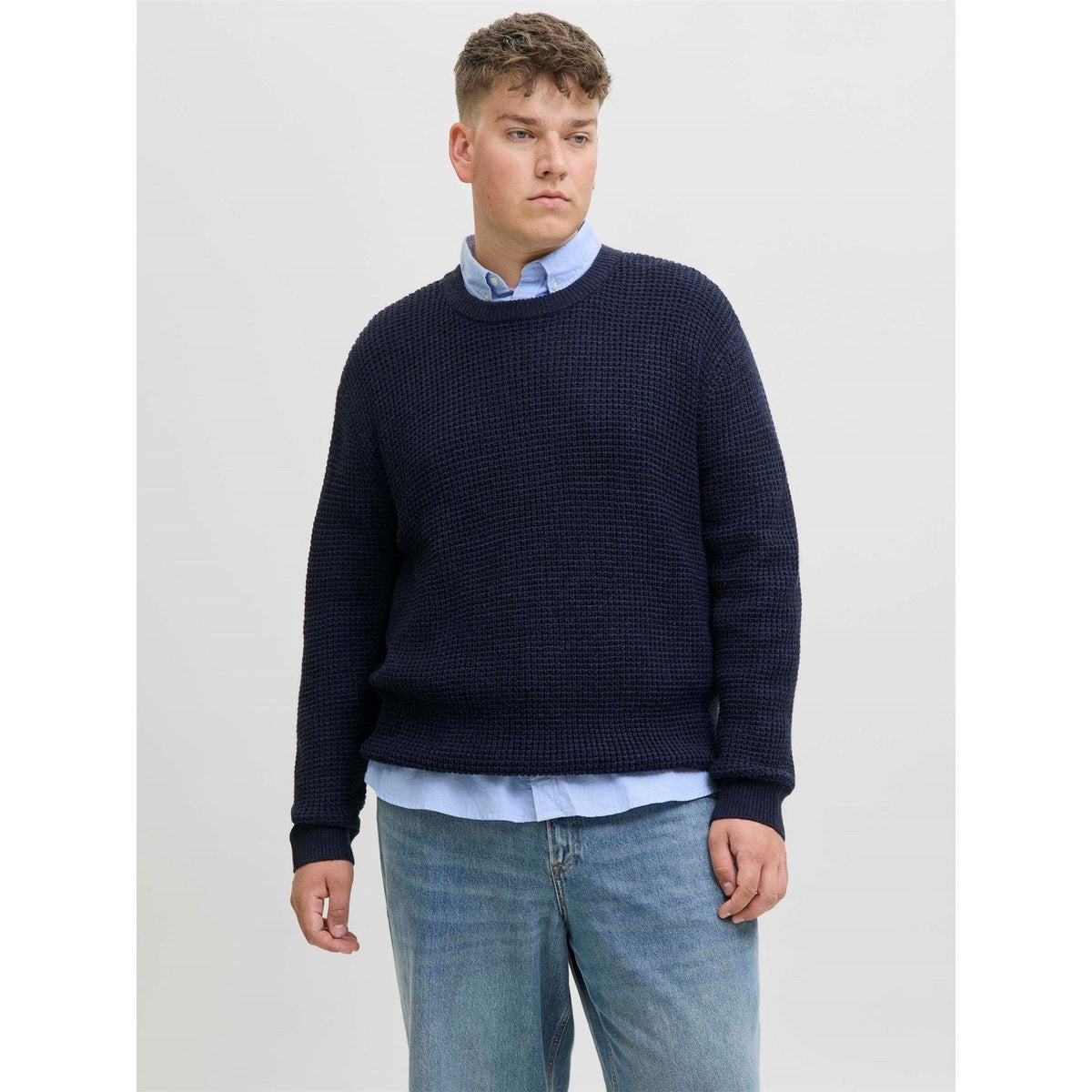 Jack and Jones Crew Neck Ribbed Collar Long Sleeve Sweater