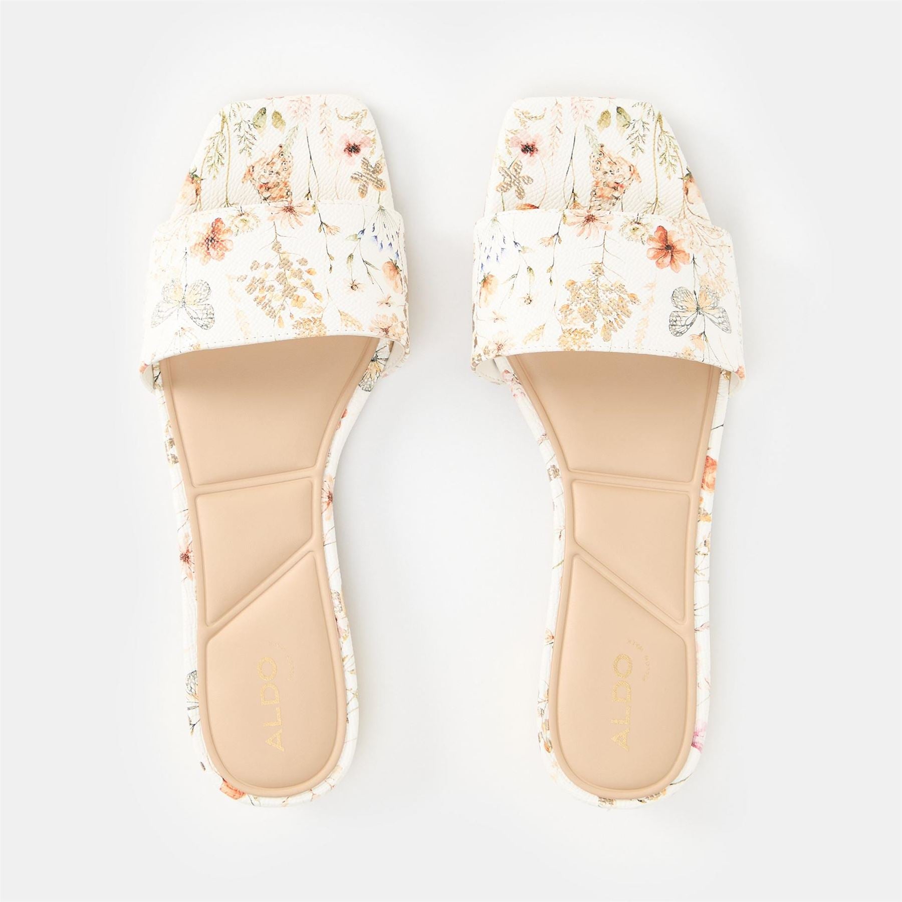 Aldo Floral Open Toe Flat Heel Slides