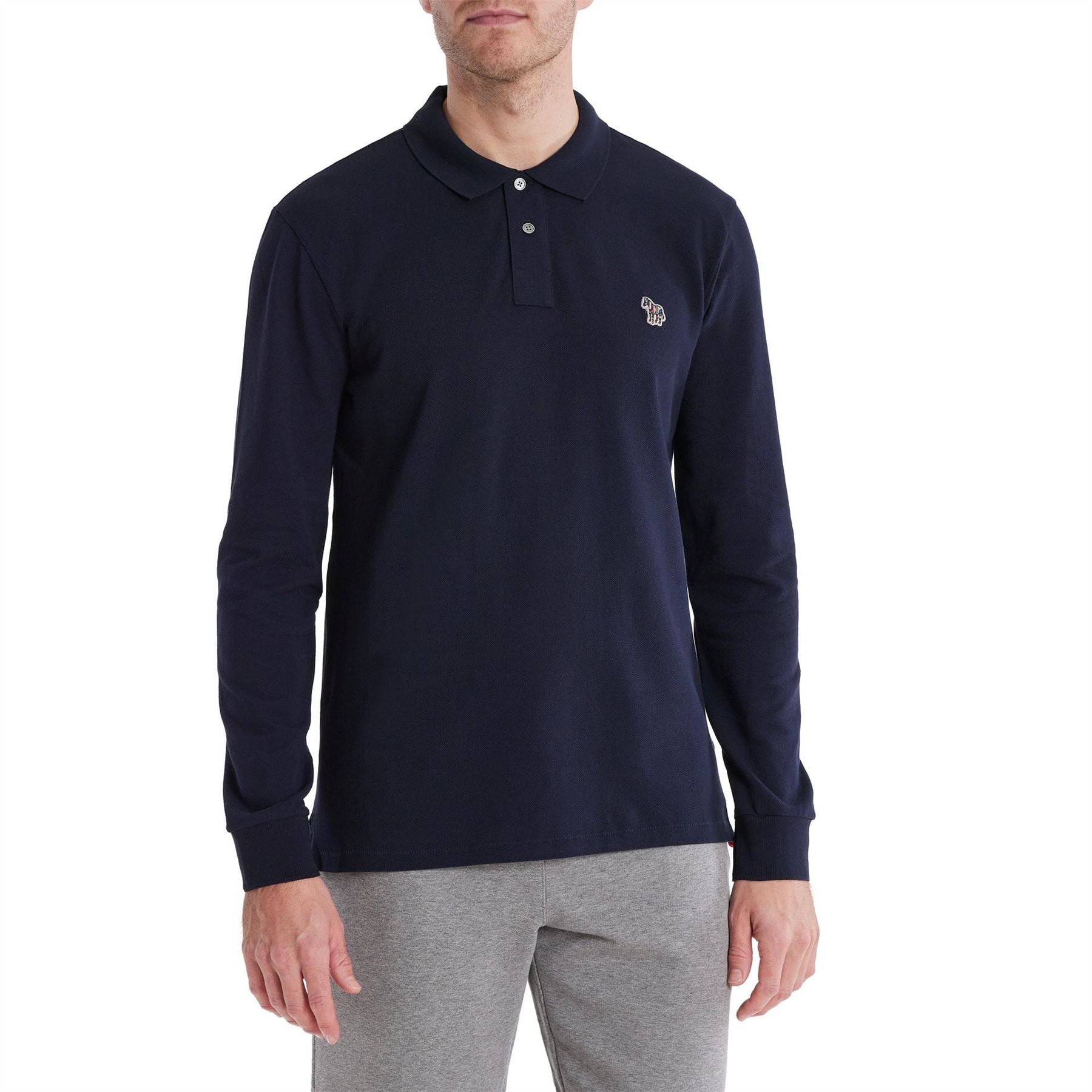 PS Paul Smith Long Sleeve Zebra Polo Shirt