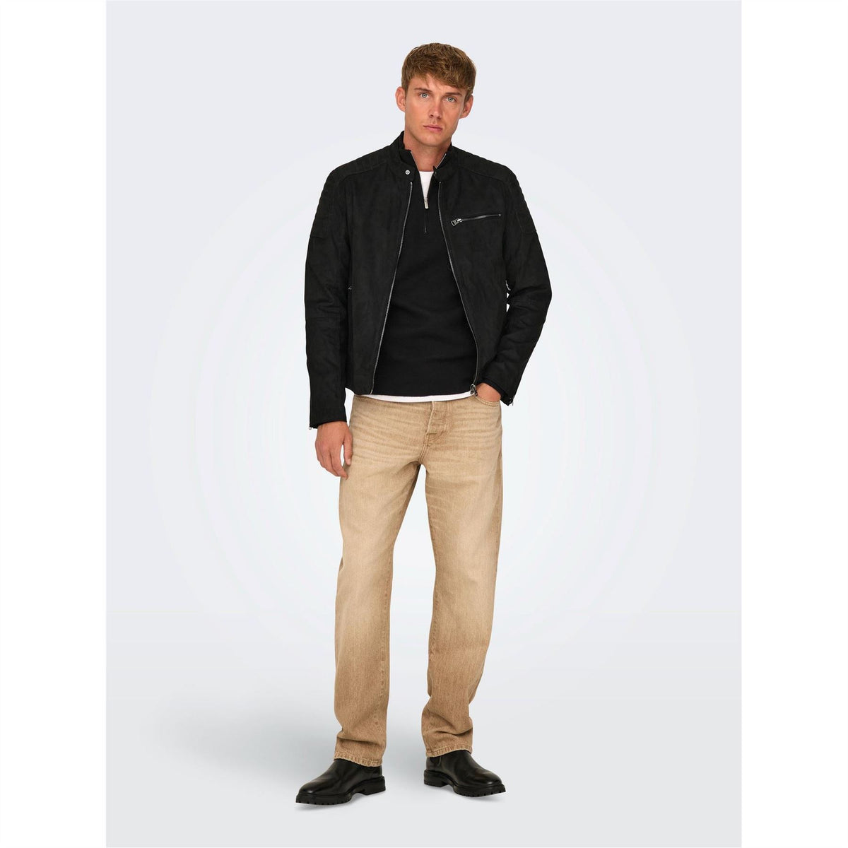 Only Solid Patterned Bike Jacket with Zipped Pocket