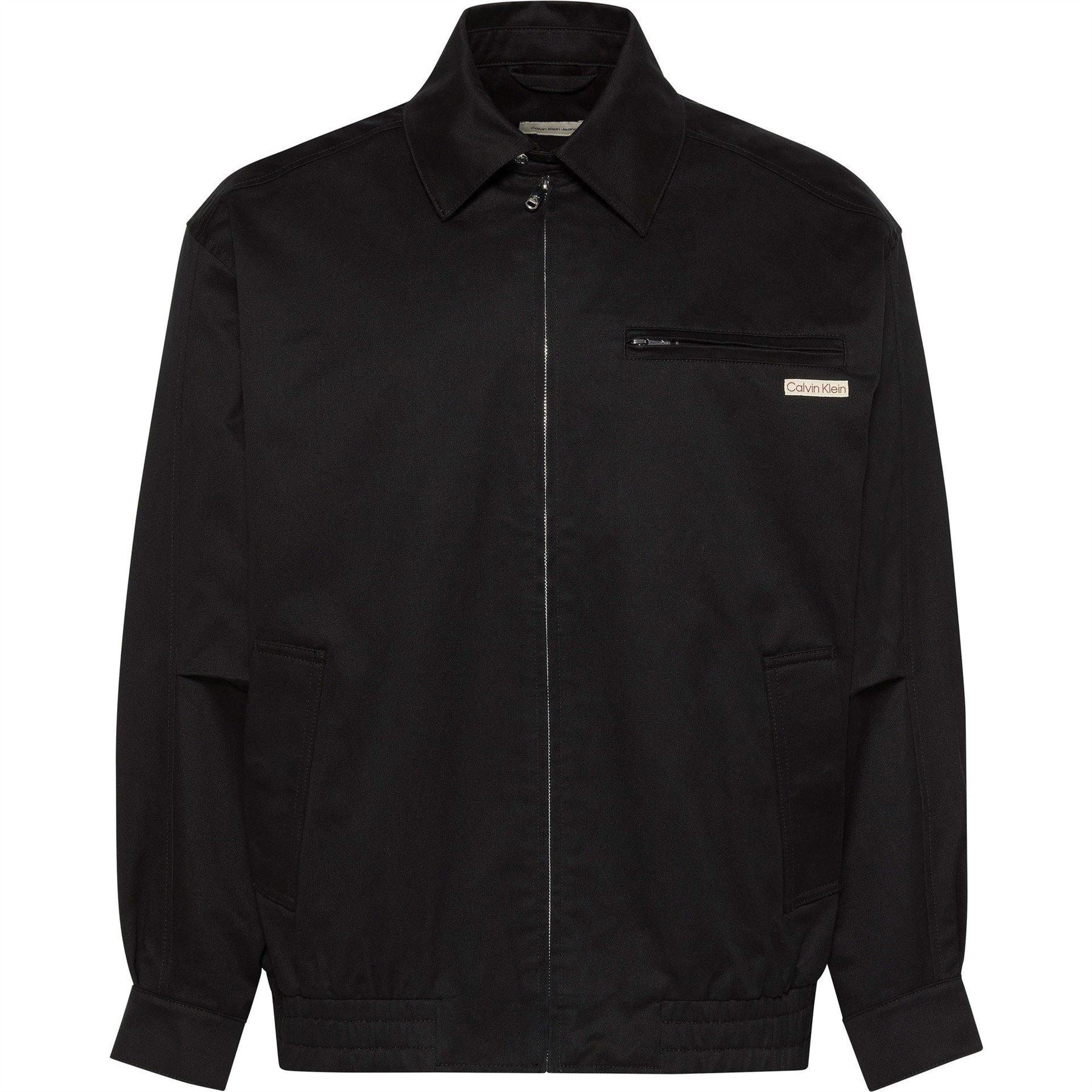Calvin Klein Jeans Logo Shirt Jacket Long Sleeve Zip Parka