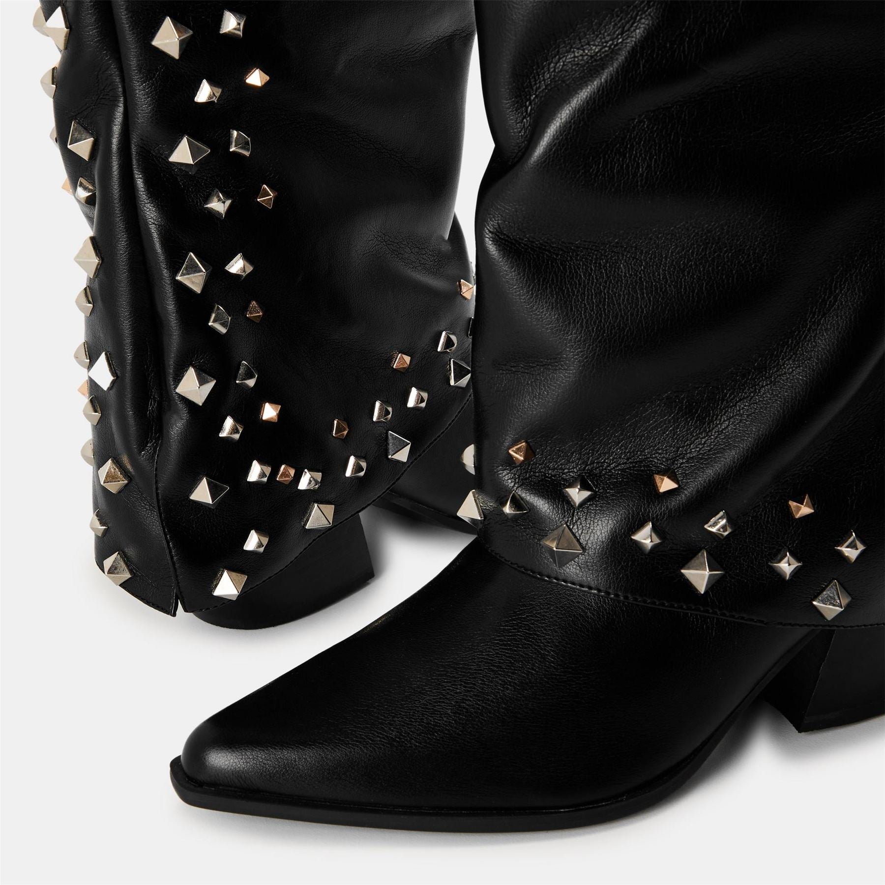 Steve Madden Cowboy Boots with Block Heel and Almond Toe