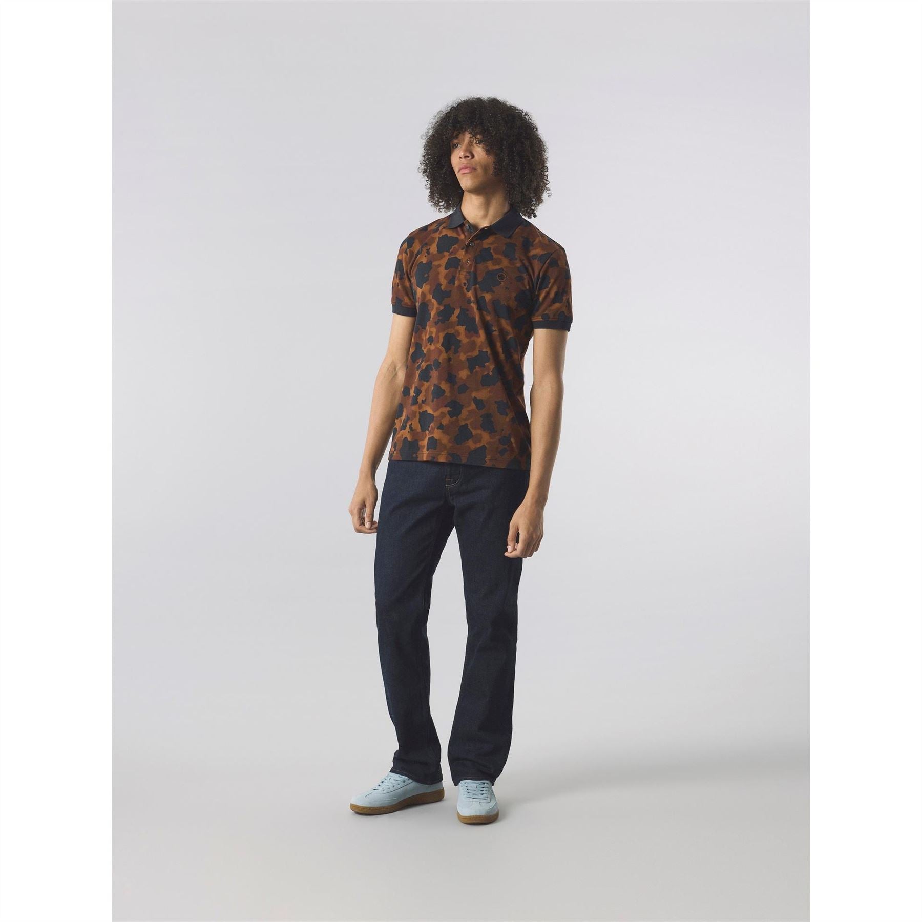 Pretty Green Brindle Collared Neck Short Sleeve Polo