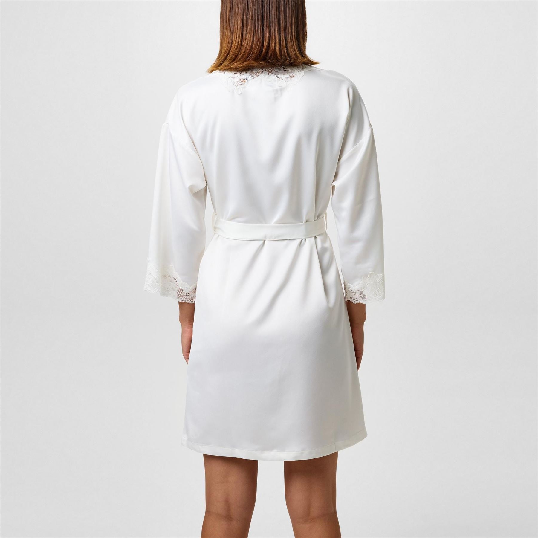 Lauren by Ralph Lauren Lace Trimmed Satin Dressing Gown
