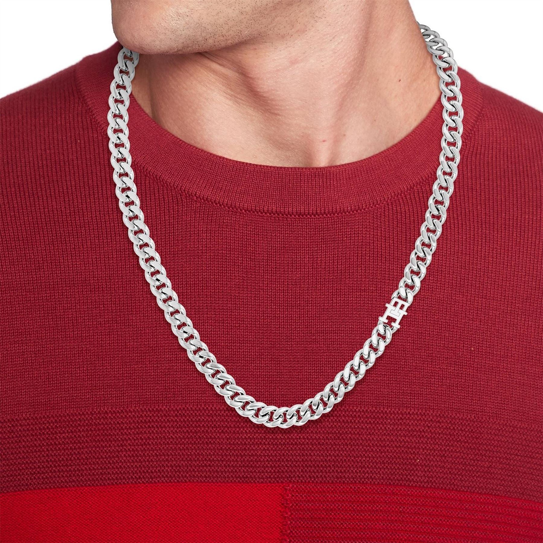 Tommy Hilfiger Hilfiger Men’s Th85 Stainless Steel Curb Chain Necklace