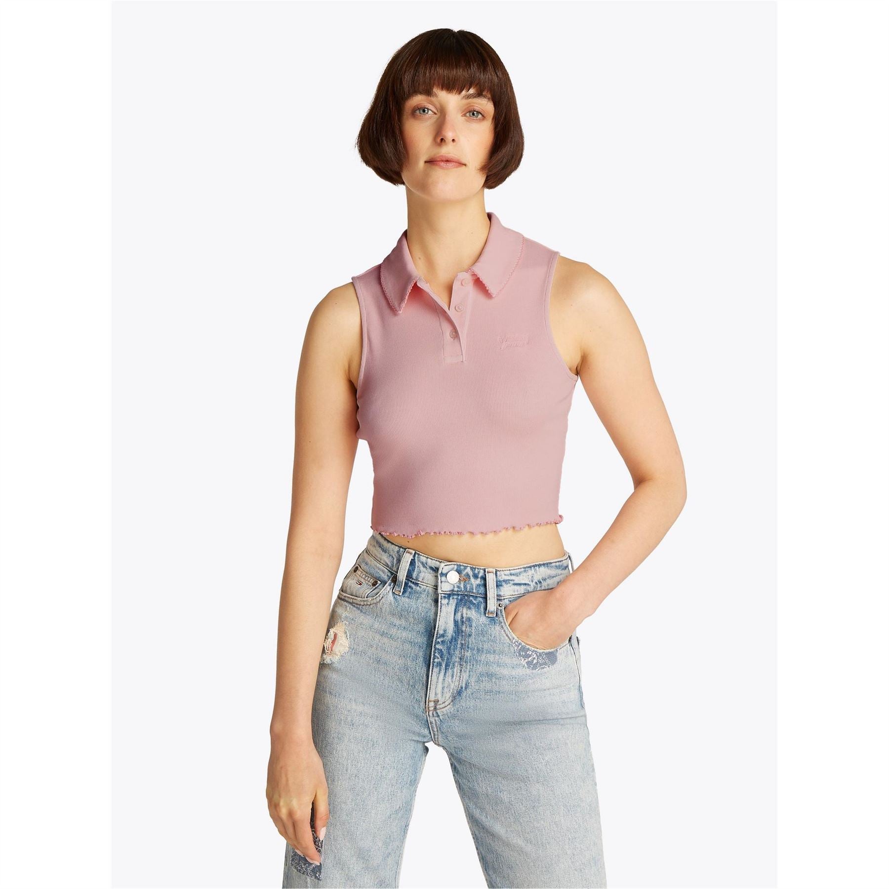 Tommy Jeans Cropped Short Sleeve Polo Shirt