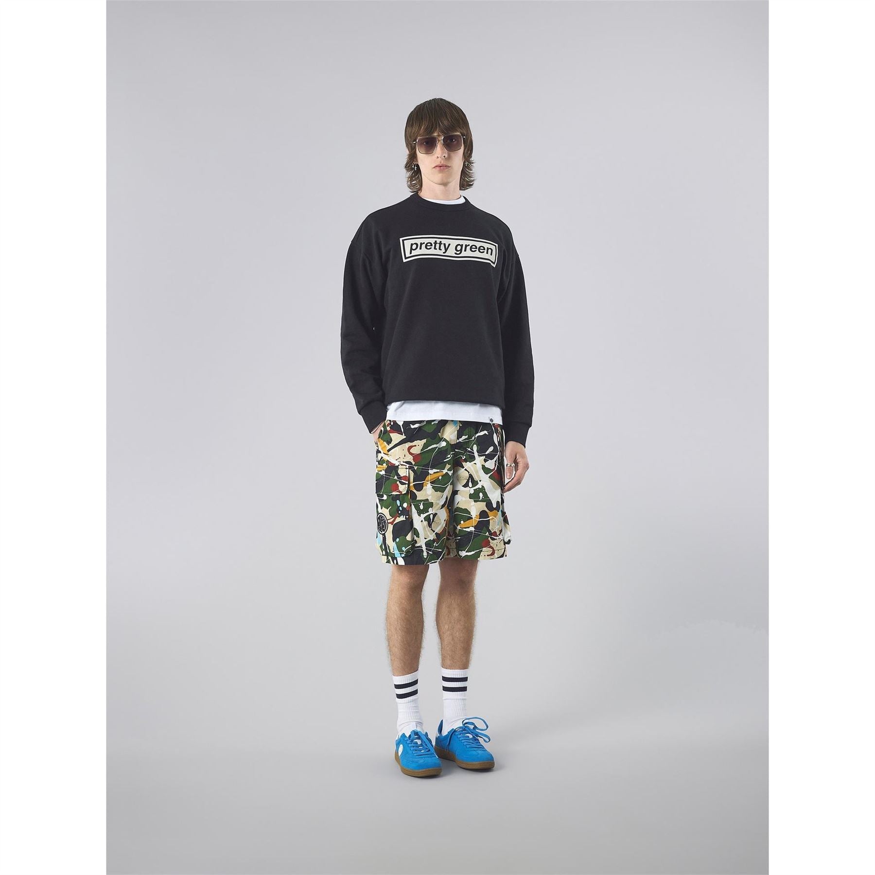 Pretty Green Box Print Logo Long Sleeve Sweatshirt