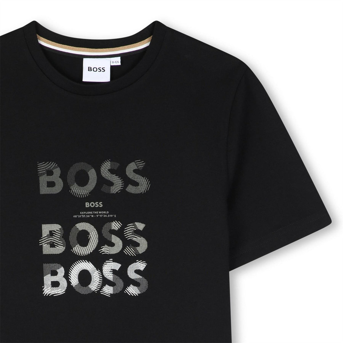 Boss Multi Logo Cotton Crew Neck Short Sleeve T-Shirt