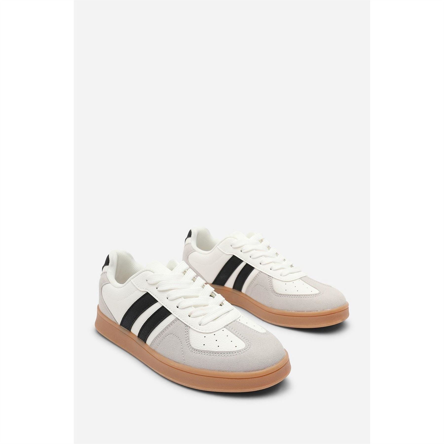 Wheres That From Classic Retro Lace Up Trainer With Black Stripes
