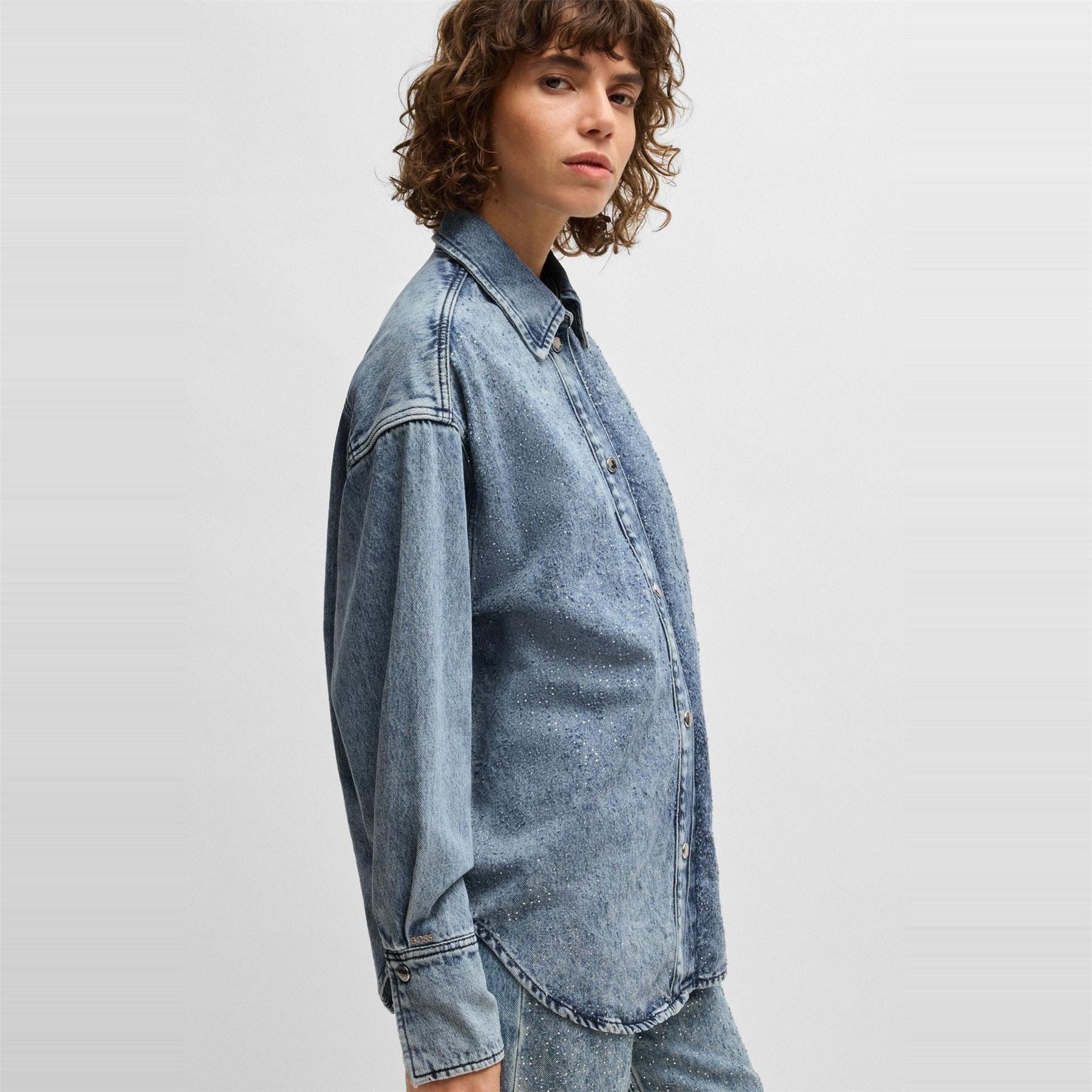 Boss Collared Neck Long Sleeve Relaxed Fit Denim Shirt