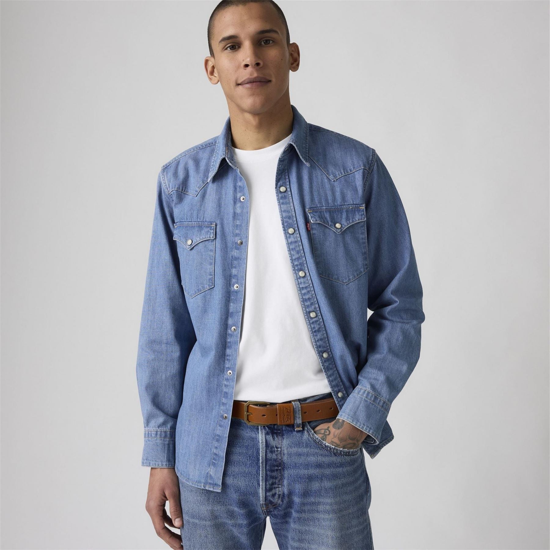 Levis Wide Loop Two Horse Belt Tobac