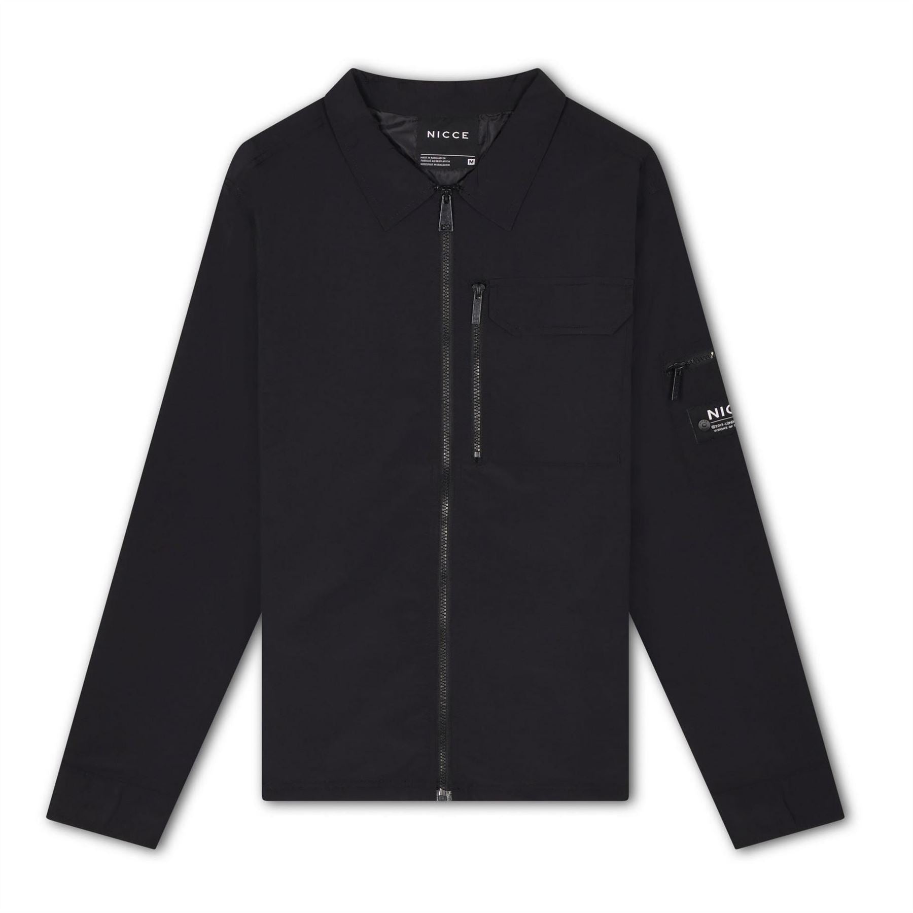 Nicce Claytun Solid Patterned with Logo Badge Overshirt