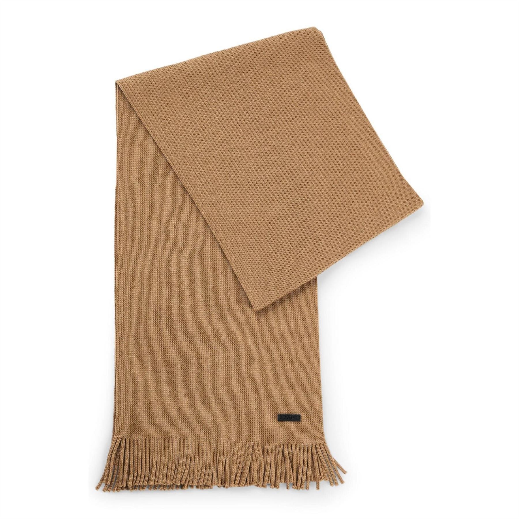 Boss Logo Plaque Scarf In Virgin Wool