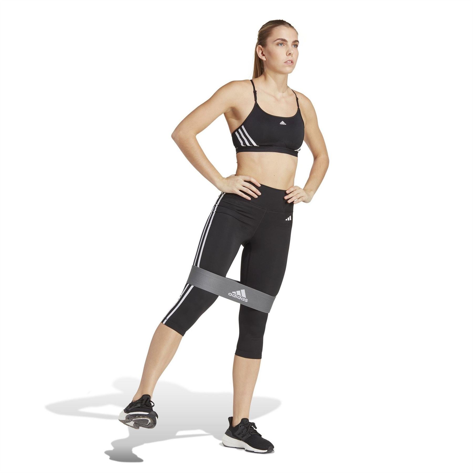 adidas Train Essentials 3 Stripes High Waisted Three Quarter Leggings