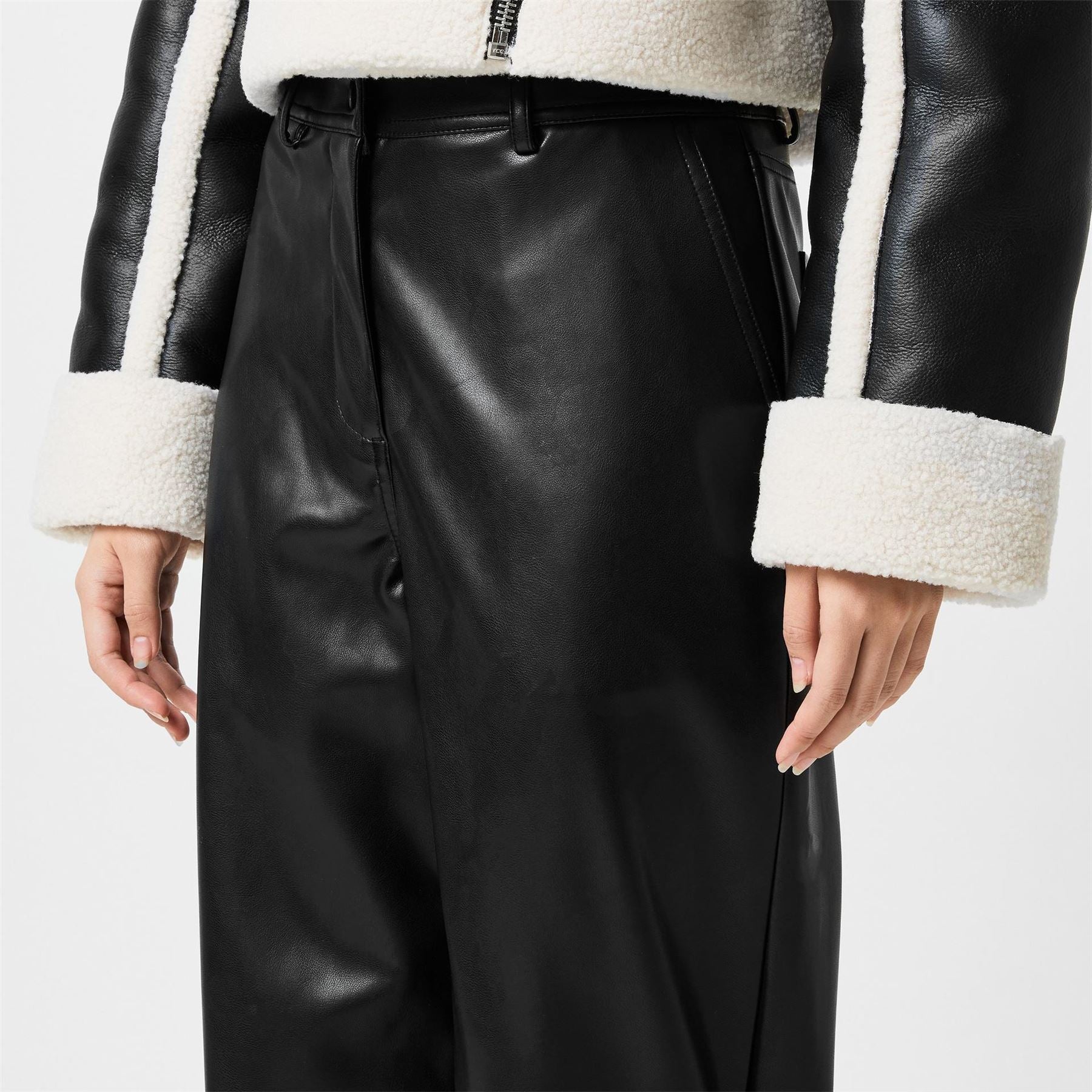 Jack Wills Faux Leather Straight Leg Trousers