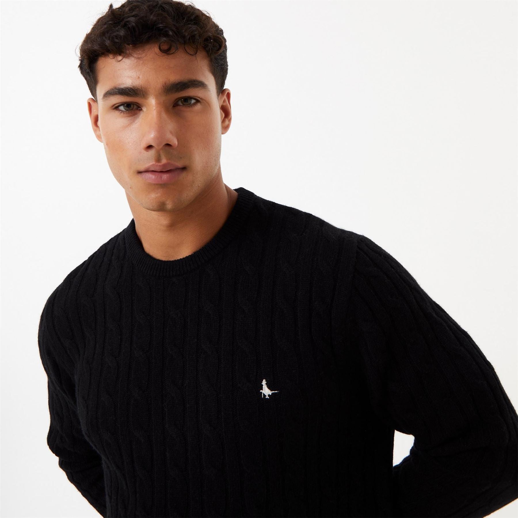 Jack Wills Mens Marlow Merino Wool Blend Cable Knitted Jumper