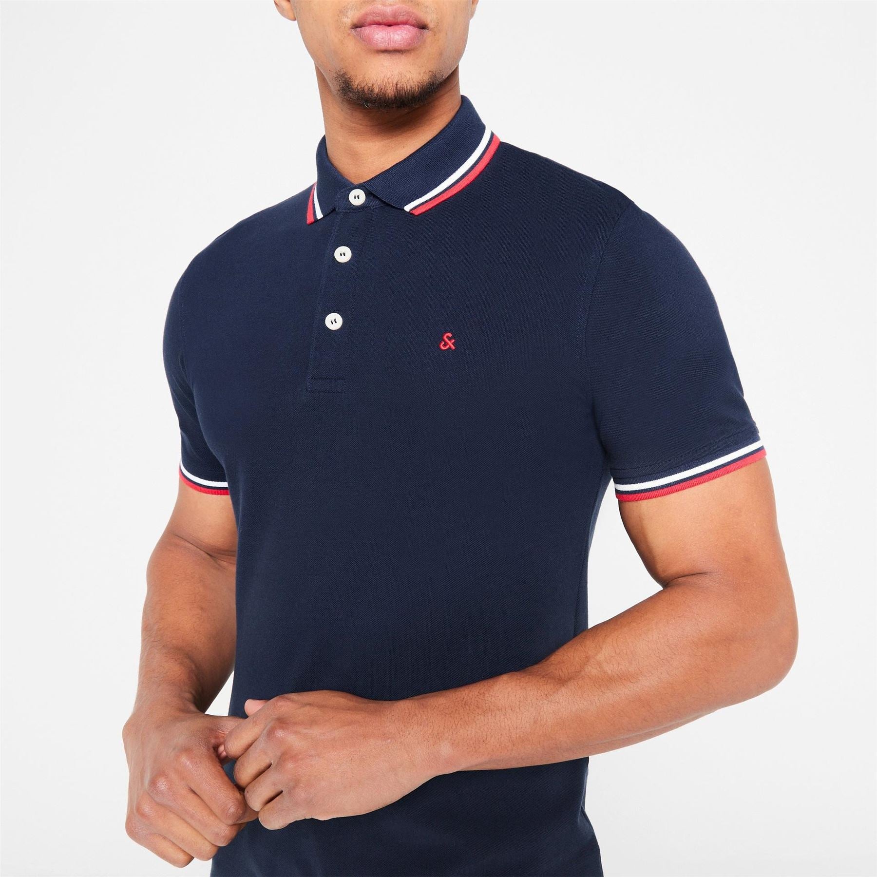 Jack and Jones Paulos Tipped Pique Short Sleeve Polo Shirt
