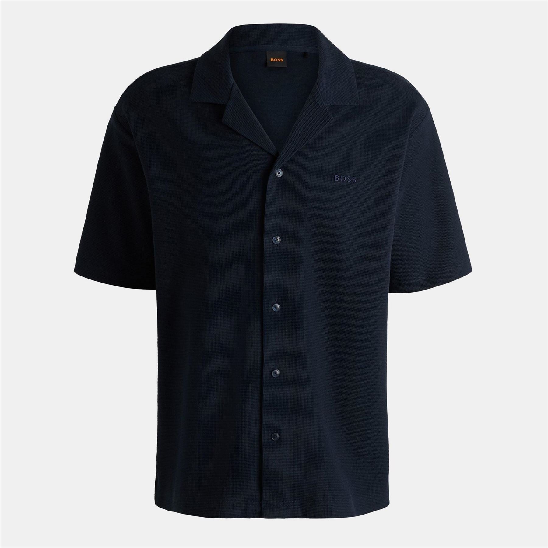Boss Embroidered Waffle Bowling Shirt