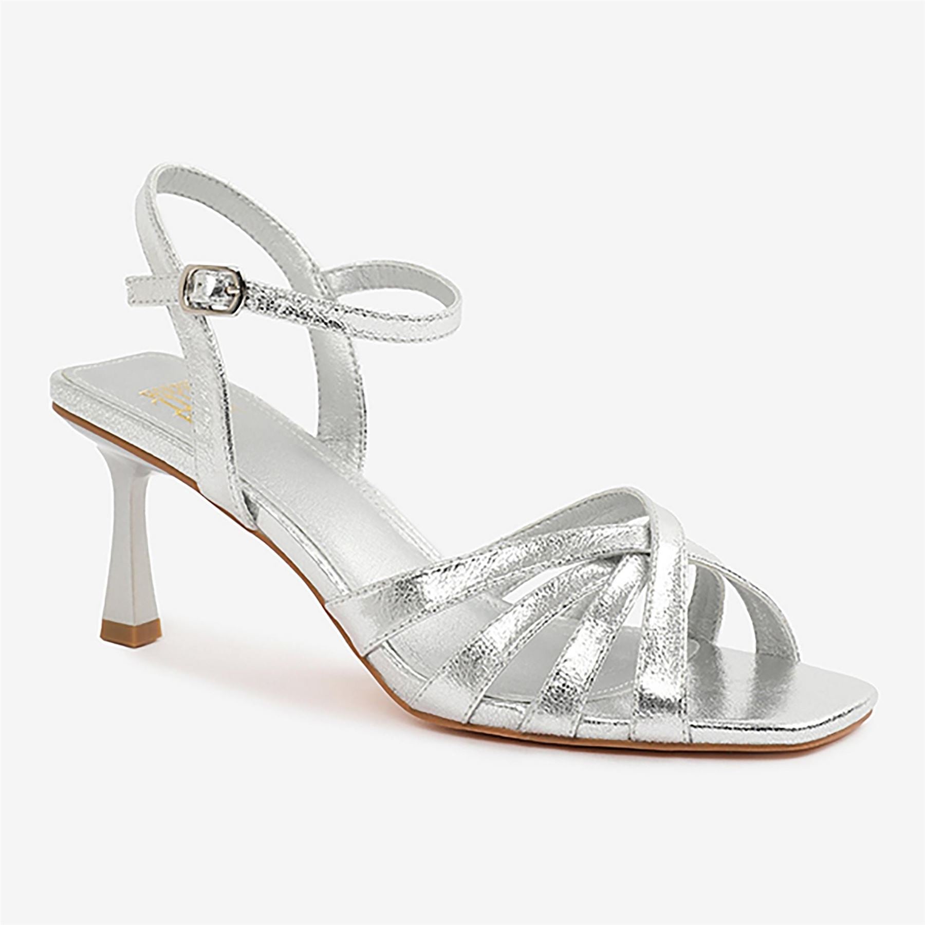 Wheres That From Lizzo Metallic Open Toe Stiletto Heel Sandals