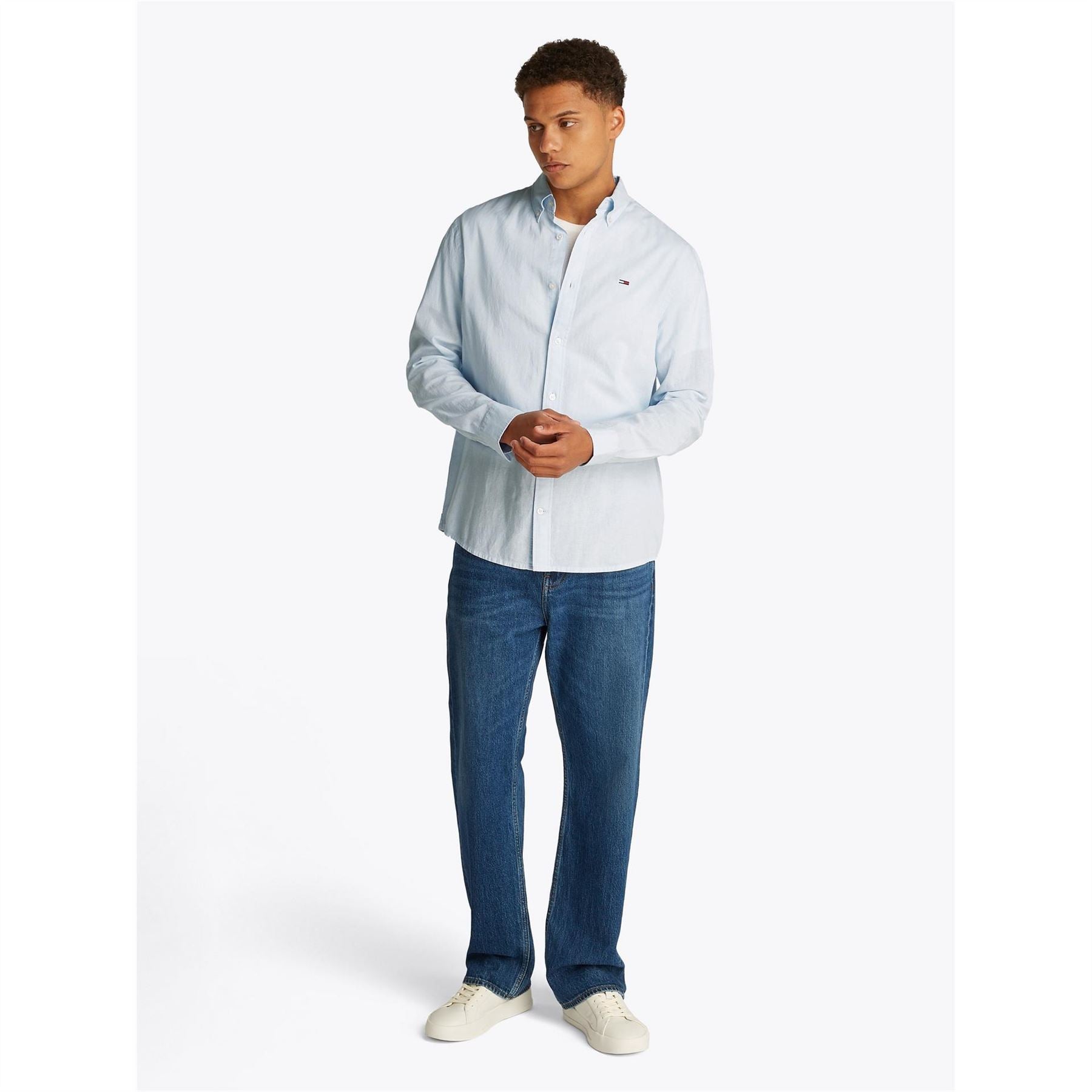 Tommy Jeans Regular Fit Collared Neck Long Sleeve Shirt
