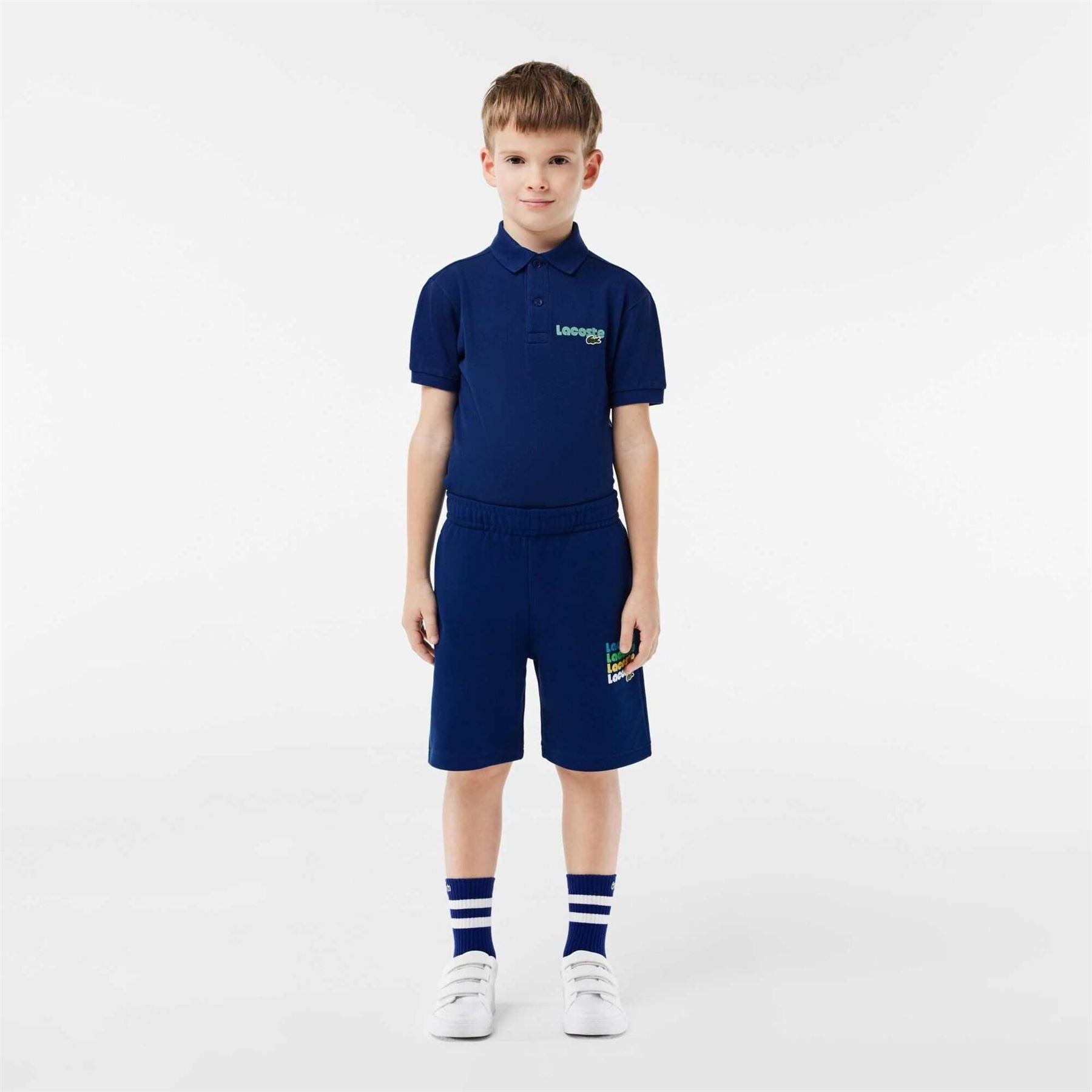 Lacoste Logo Print Sweat Shorts with Elasticated Waistband