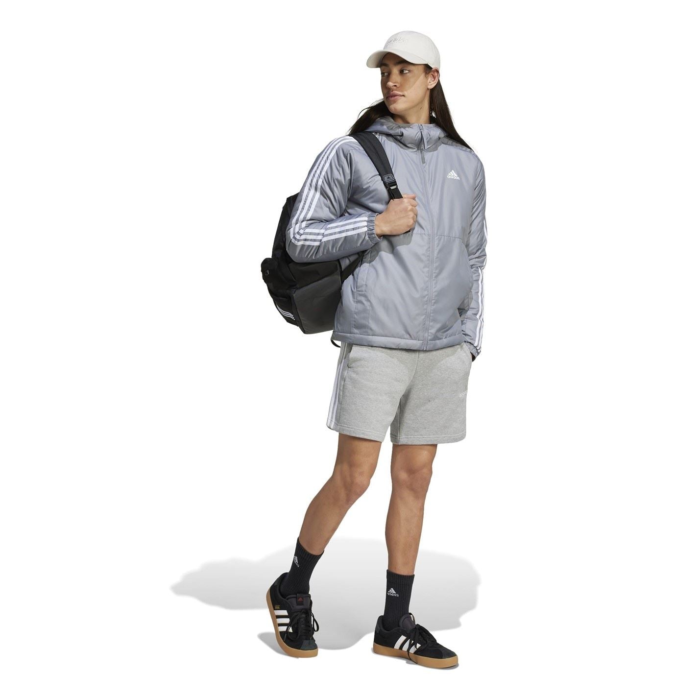 adidas Mens 3 Stripe Essential Hooded Jacket