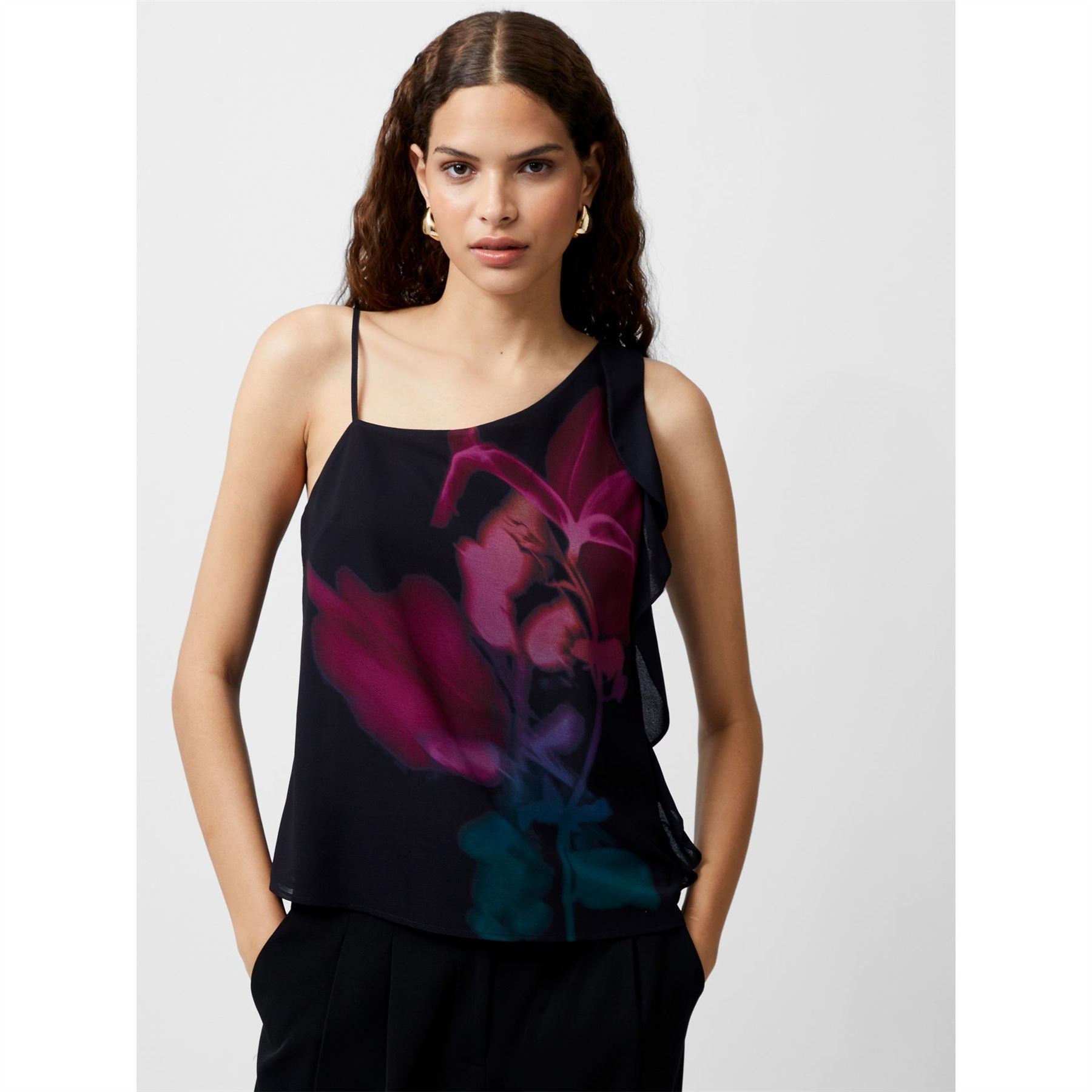 French Connection Eden Frilly Short Sleeve Patterned Shirt