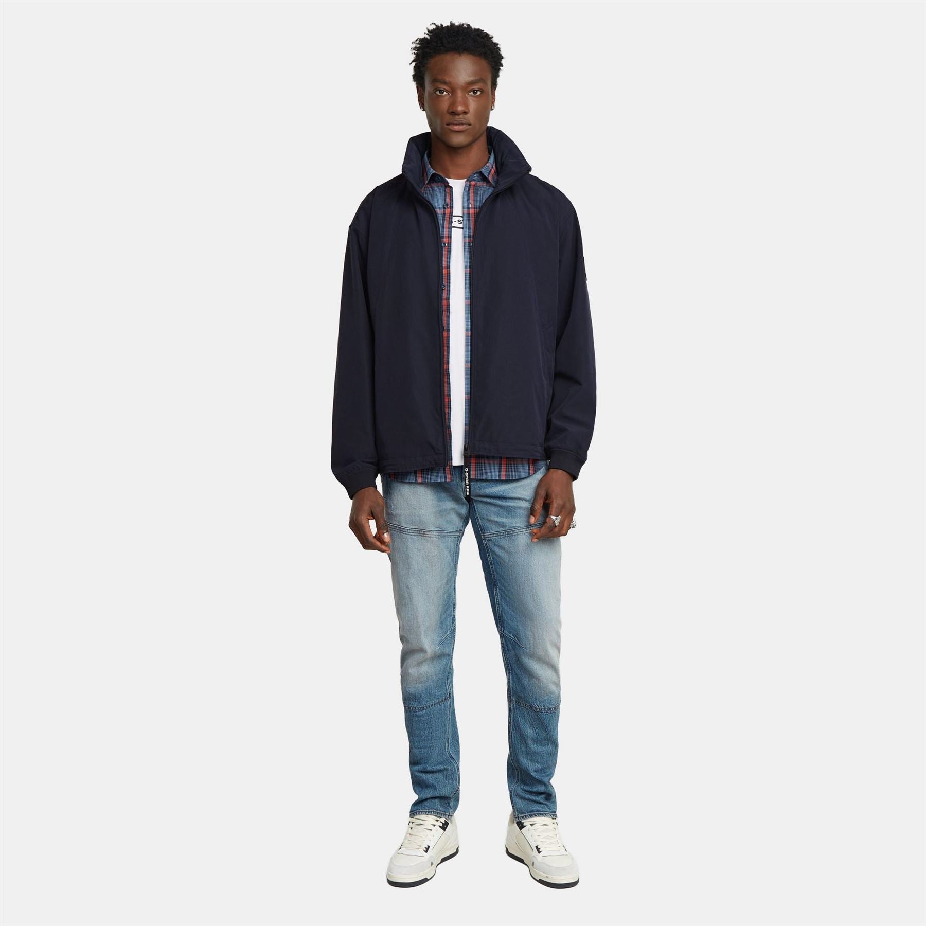 G Star Solid Patterned Full Zipper Field Jacket