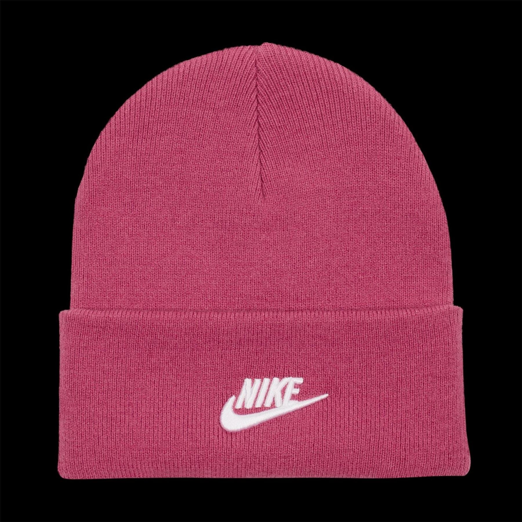 Nike Nsw Junior Wordmark Embroidered Logo Ribbed Cord Effect Fold Up Brim Beanie