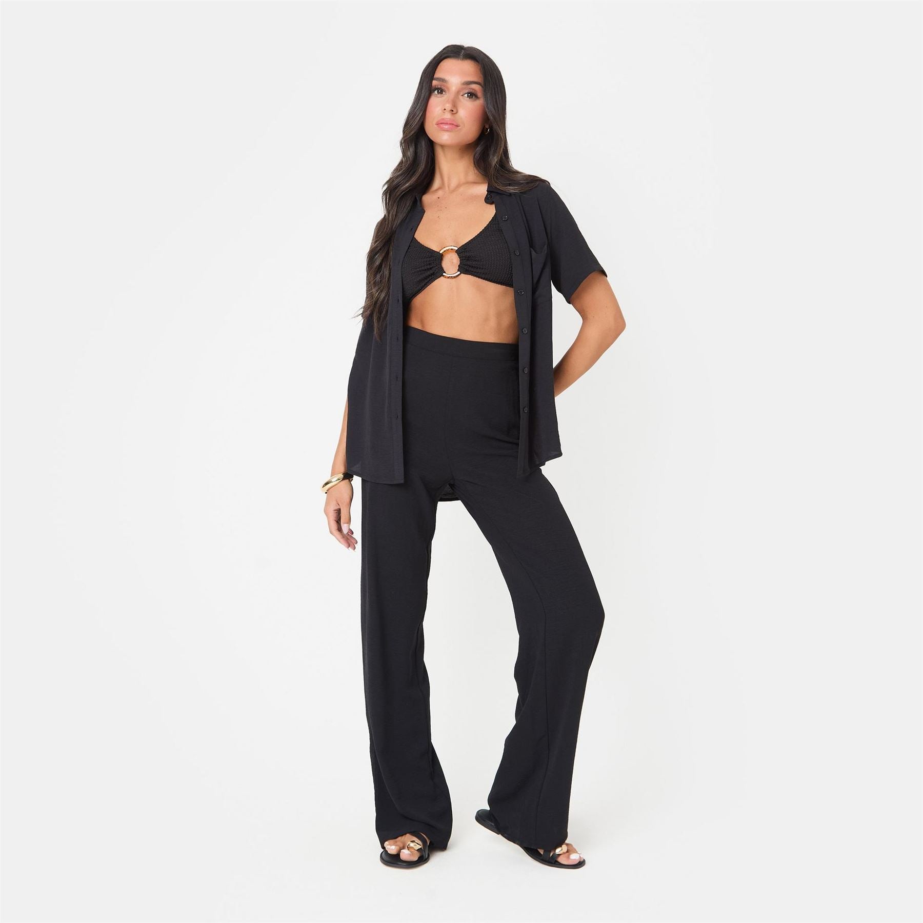 I Saw It First Crepe Wide Leg Trousers