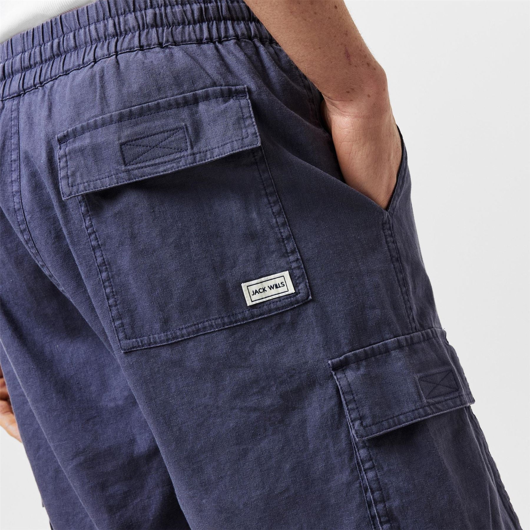 Jack Wills Linen Cargo Shorts with Elasticated Waistband