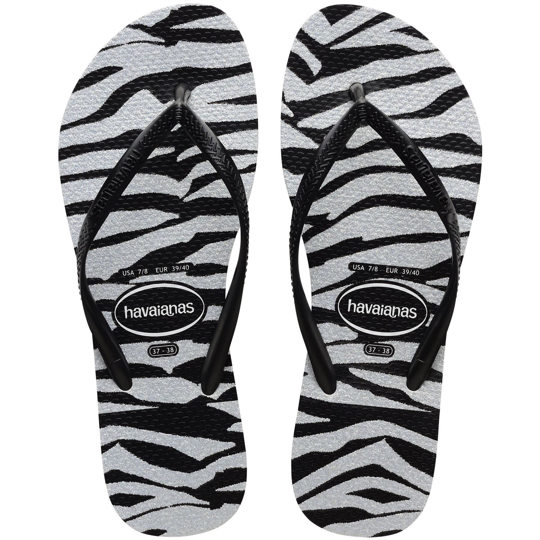 Havaianas Slim Animals Glitter Black Flip Flops