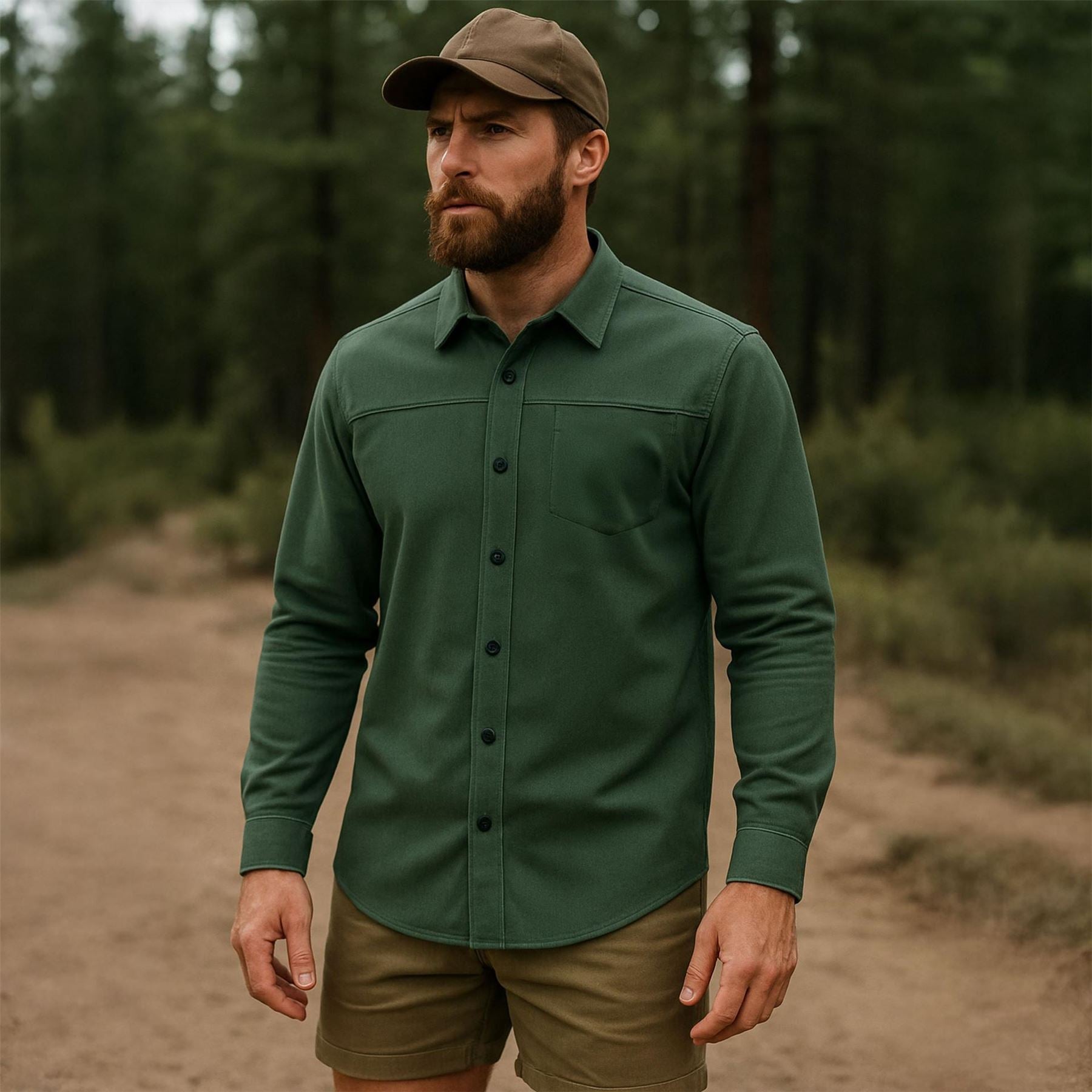 Roamers and Seekers Collared Neck Long Sleeve Shirt with Chest Pocket