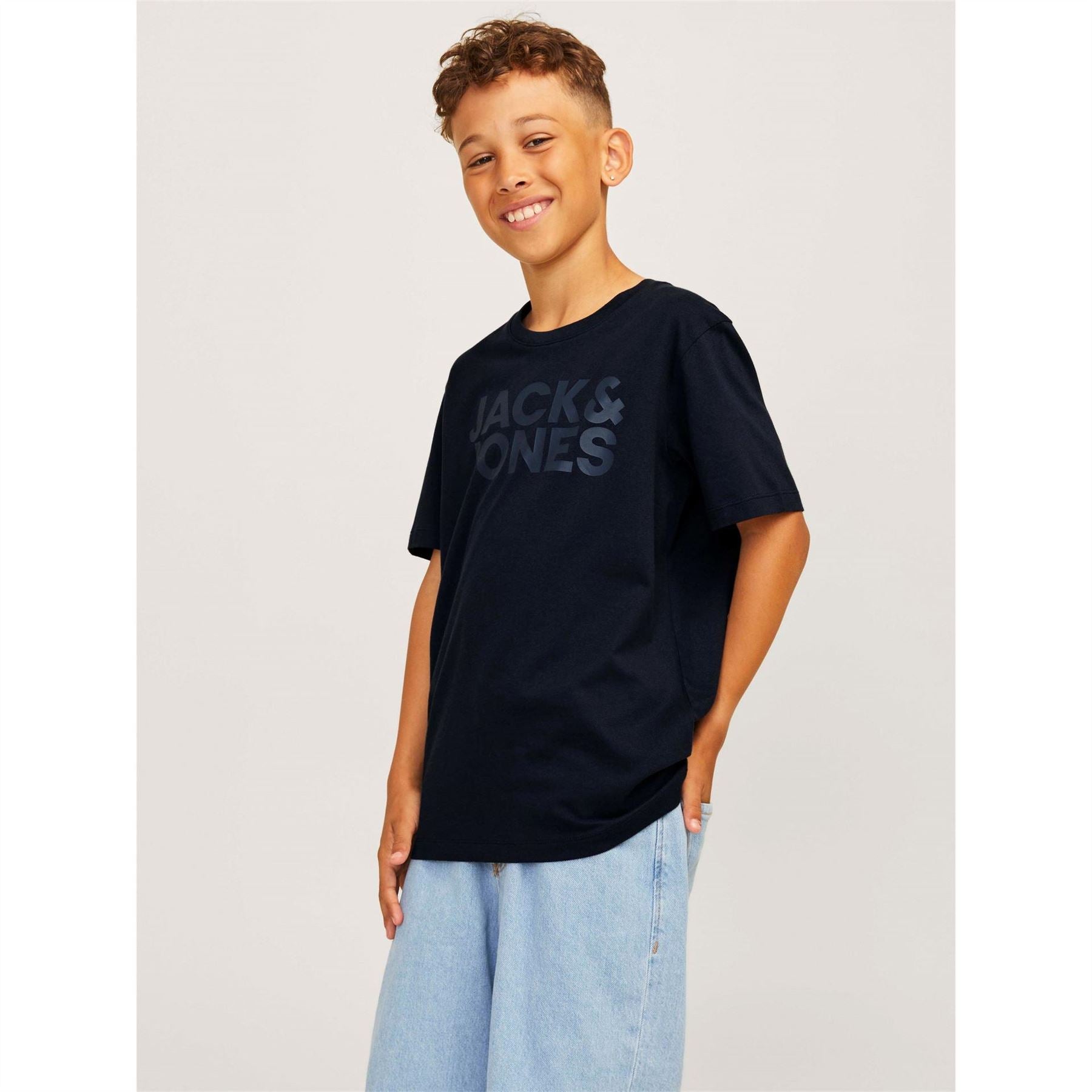 Jack and Jones Logo Print Crew Neck Short Sleeve Jersey T-Shirt