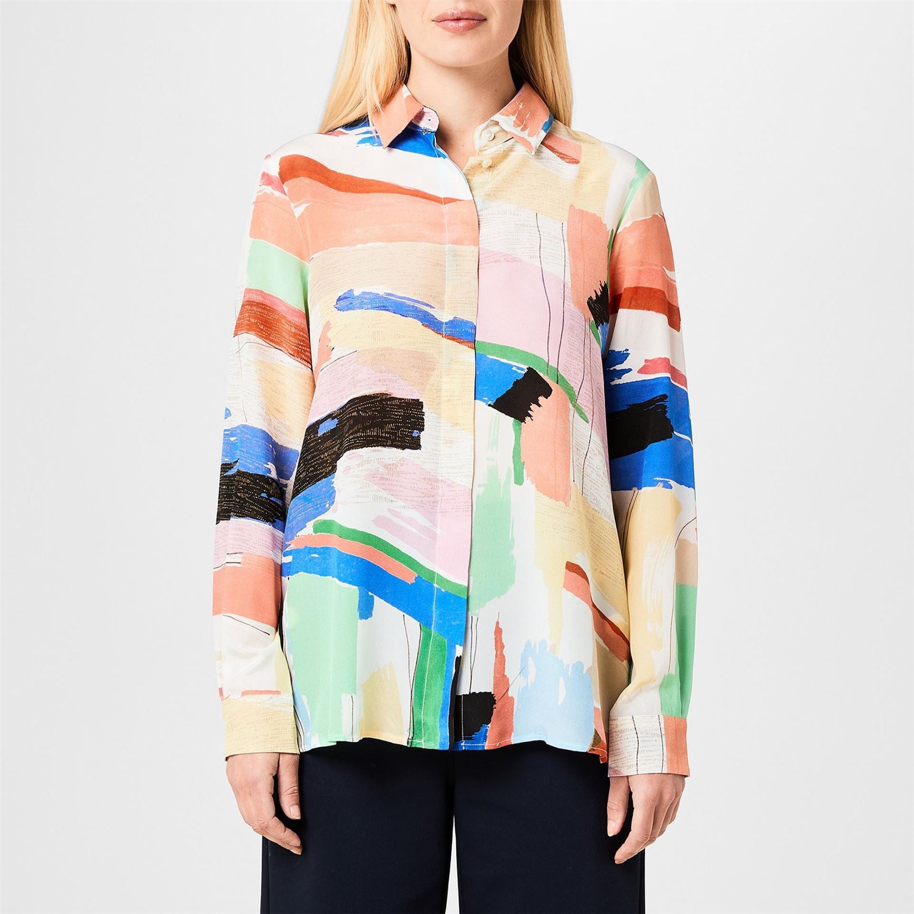 Marella Goccia Abstract Print Long Sleeve Patterned Shirt