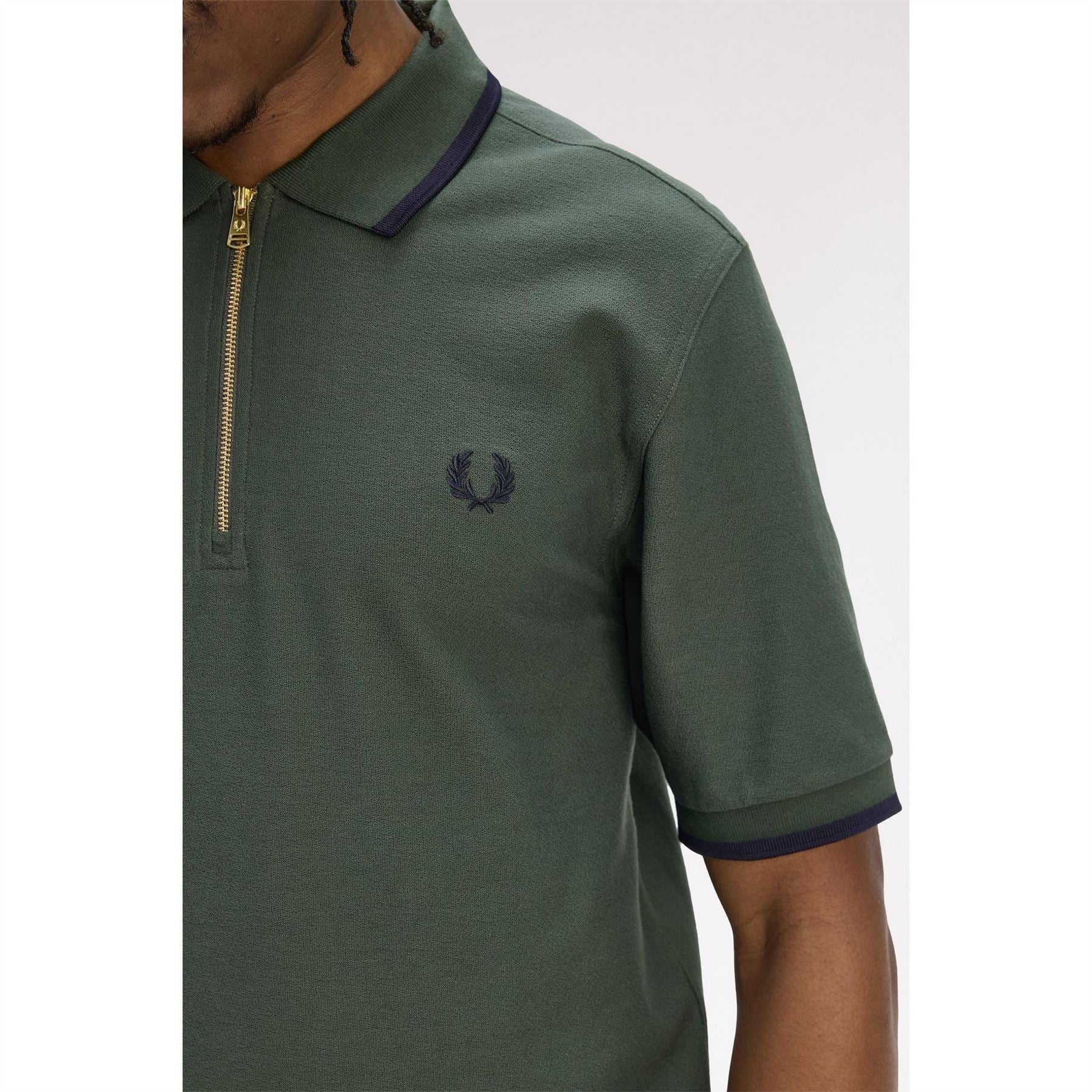 Fred Perry Crepe Zipped Short Sleeve Polo Shirt