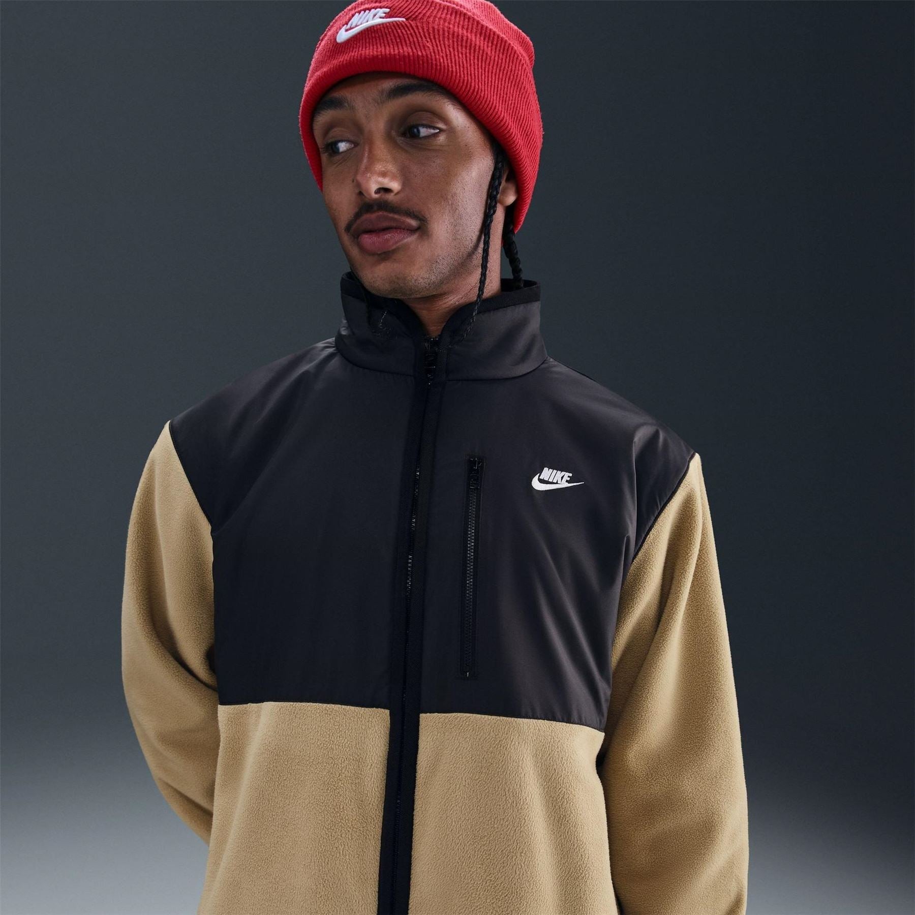 Nike Solid Patterned Full Zipper Sweat Jacket with Zipped Pocket
