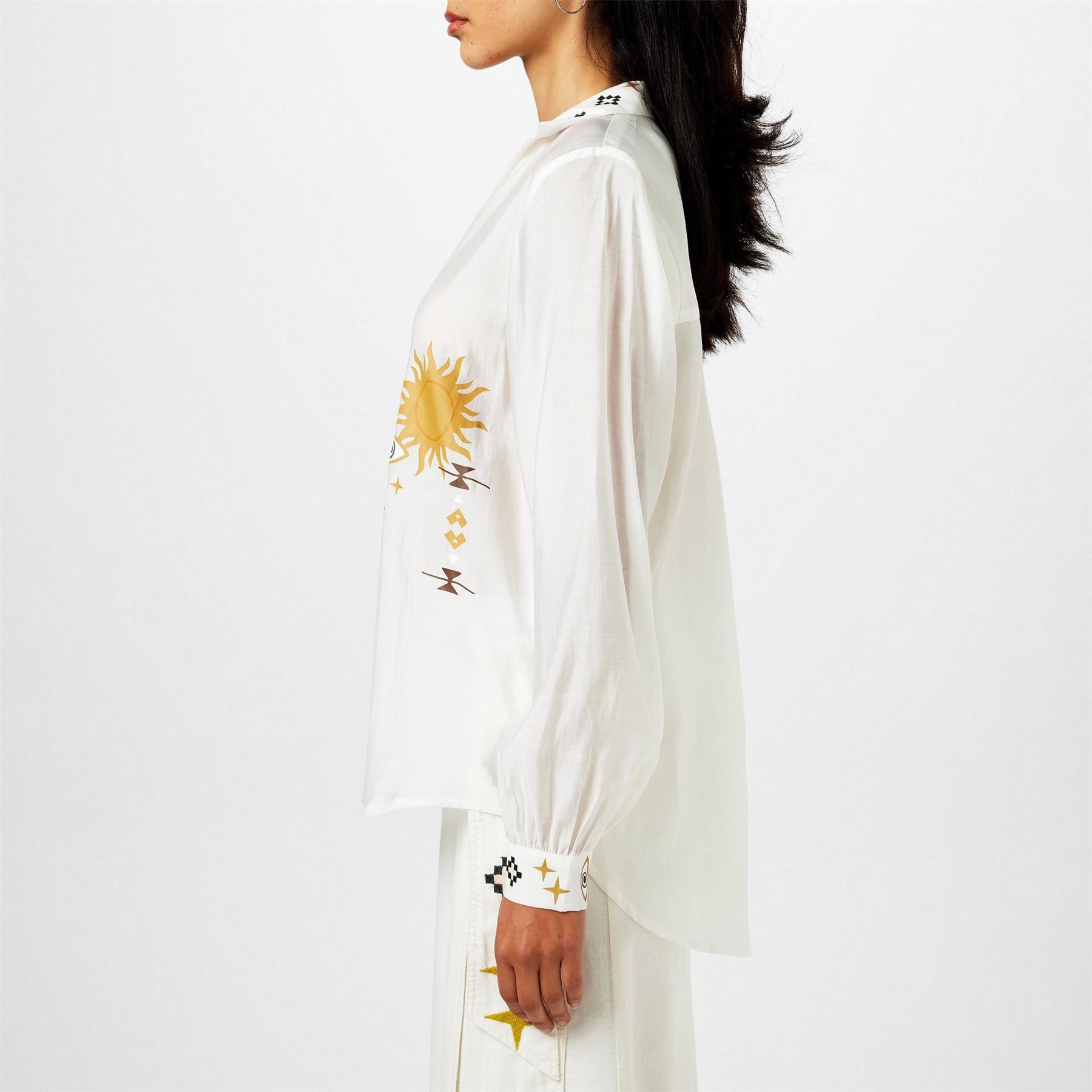 Never Fully Dressed Palm Miley Long Sleeve Patterned Shirt