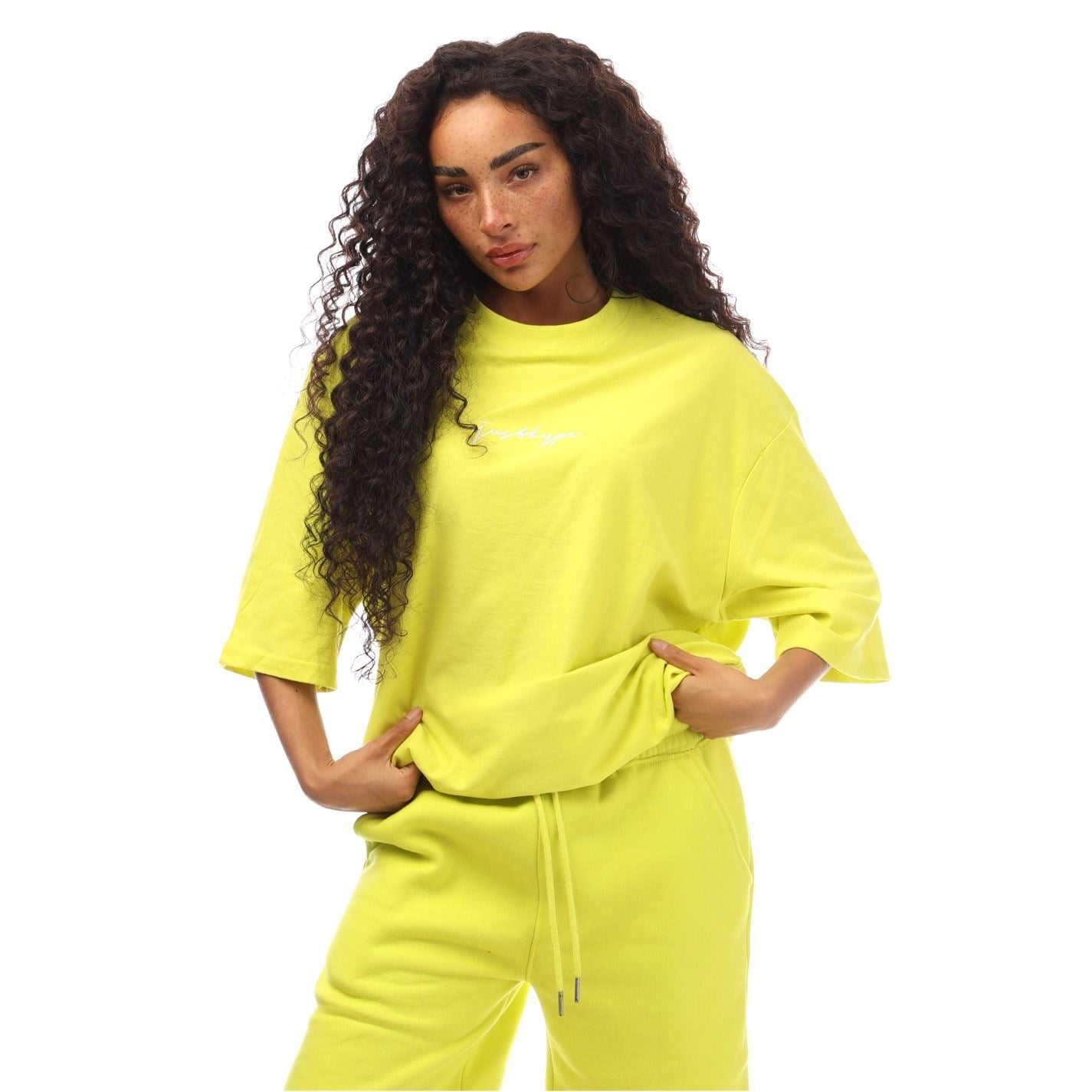 Hype Oversize Fit Signature Print T-Shirt