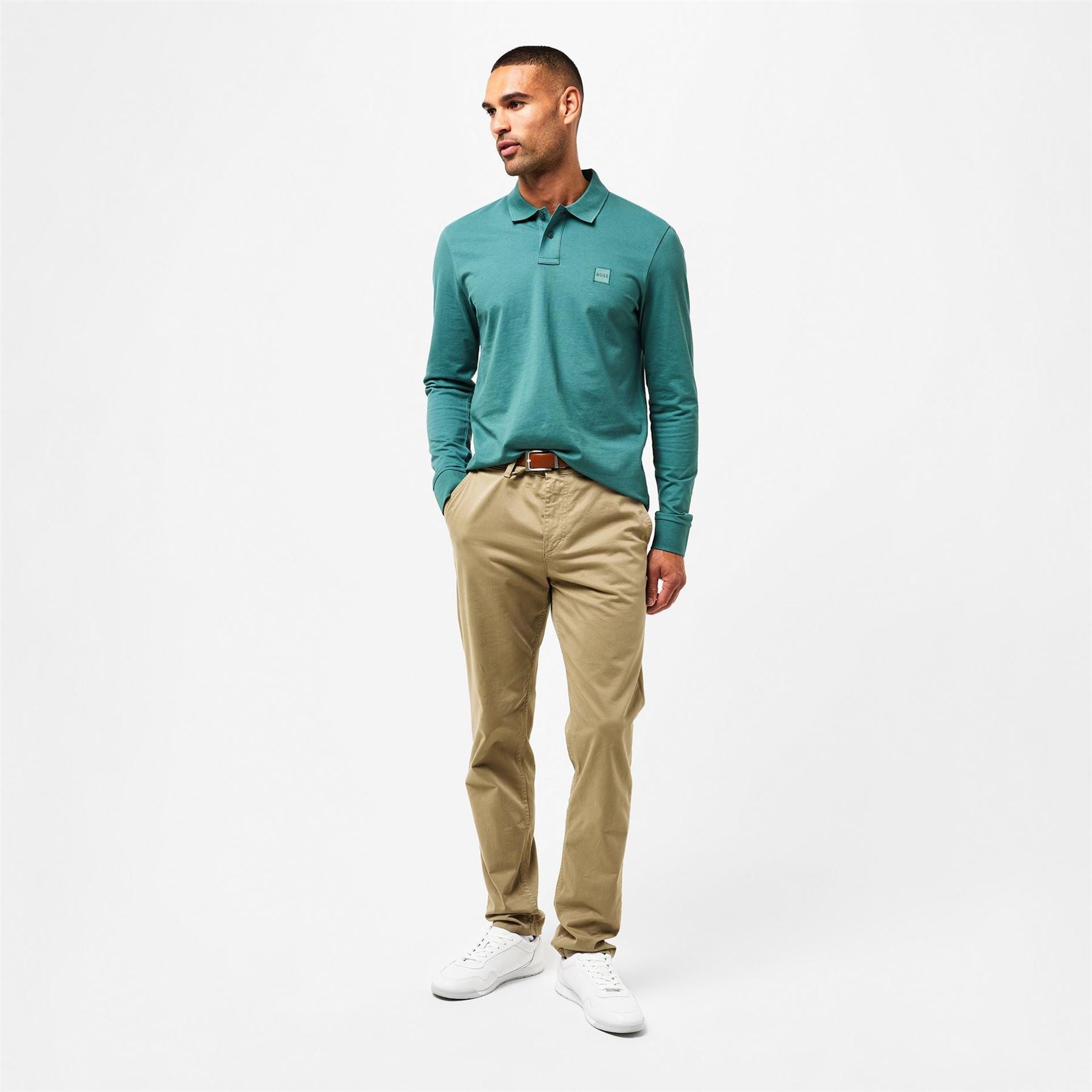 Boss BOSS ORANGE Passerby Premium Cotton Long Sleeve Polo Shirt with Logo Detail