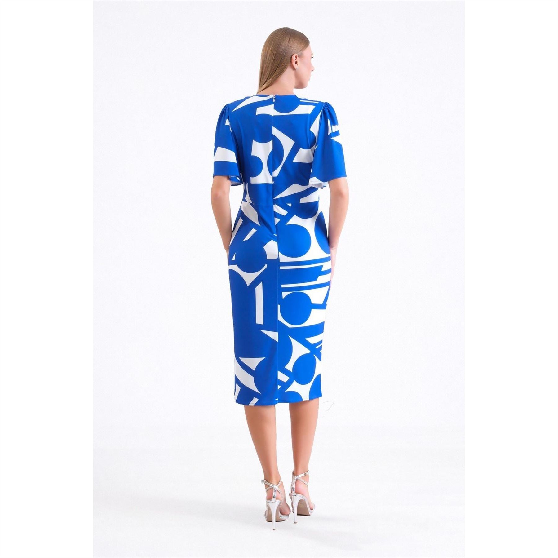 Ella Boo Abstract Royal Print Wrap Midi Wrap Dress