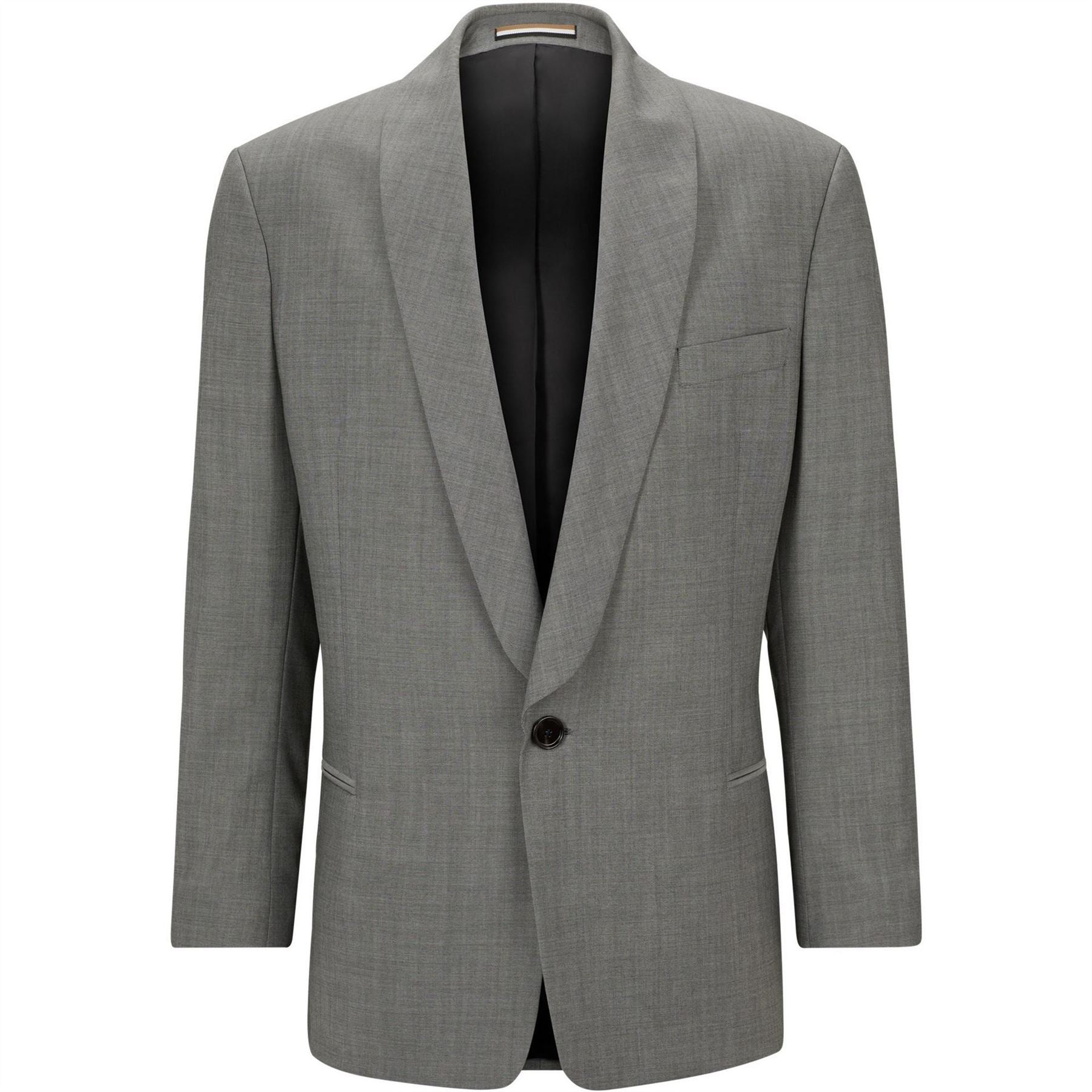 Boss Solid Patterned Softshell Single Button Shawl Collared Jacket