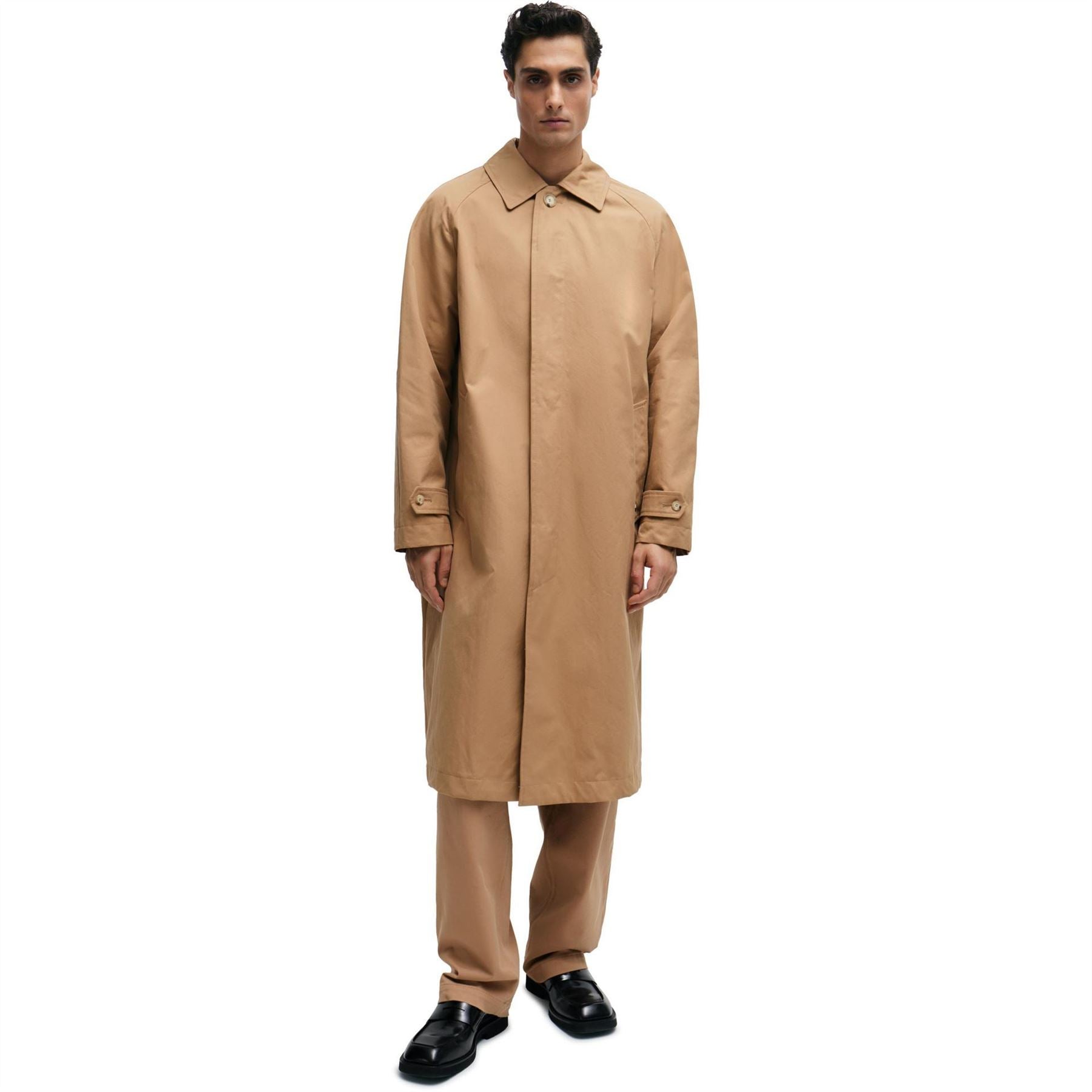 Boss Solid Patterned Regular Fit Overcoat