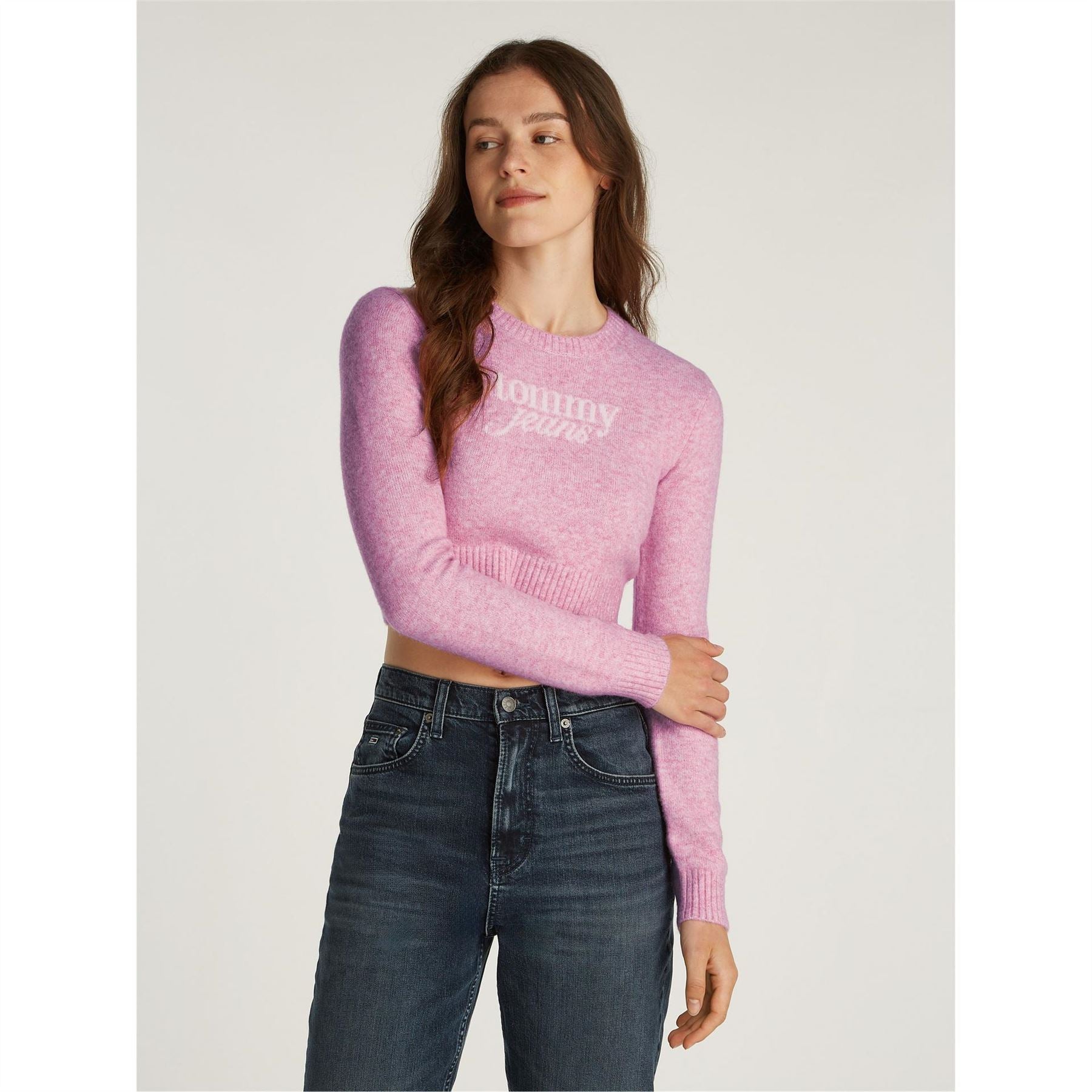 Tommy Jeans Cropped Script Slim Fit Sweater