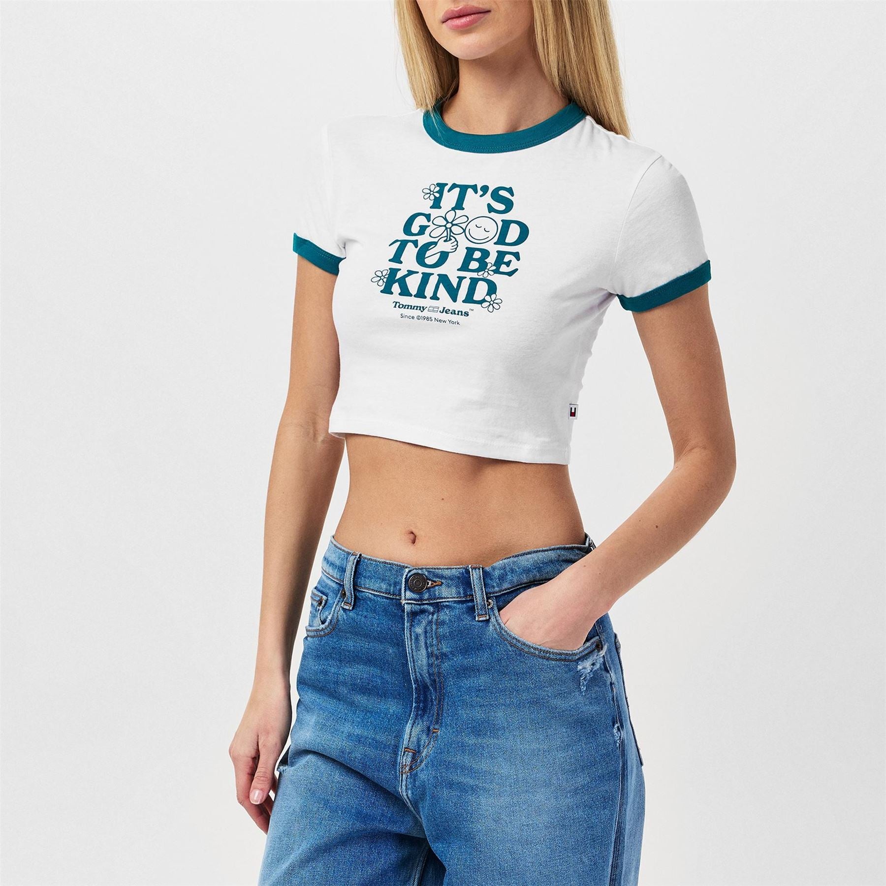 Tommy Jeans Cropped Lettering Ringer T-Shirt